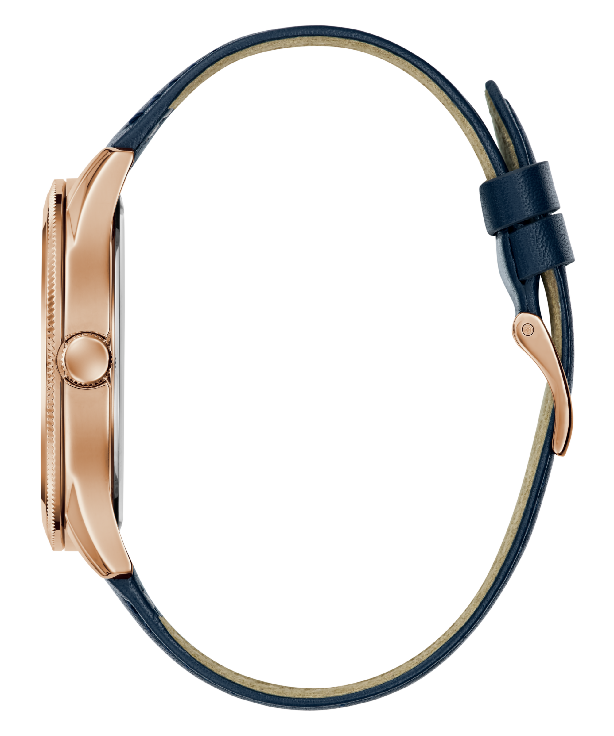 GUESS Mens Navy Rose Gold Tone Analog Watch