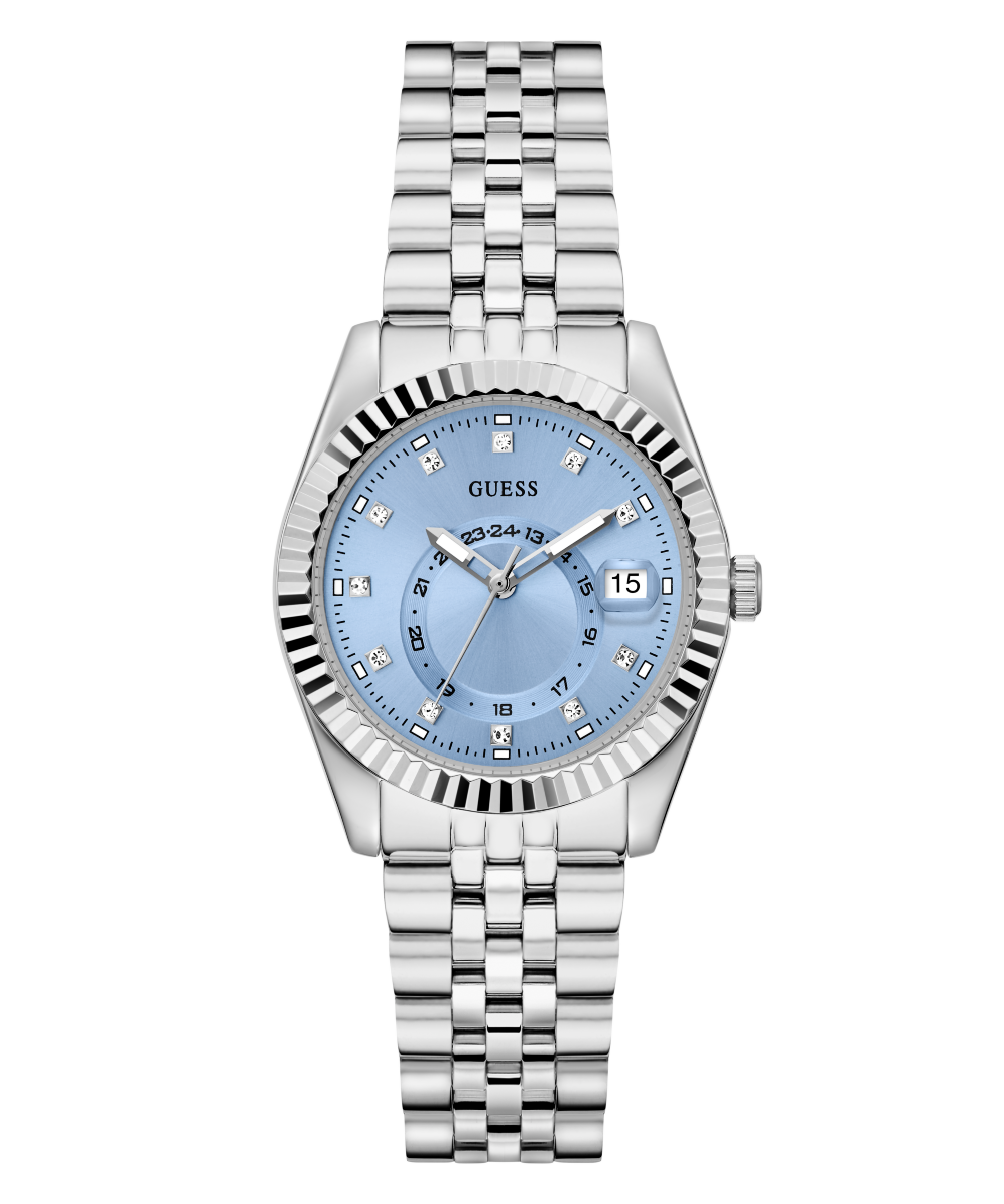 GUESS Ladies Jada Silver Tone Multi-function Date Watch