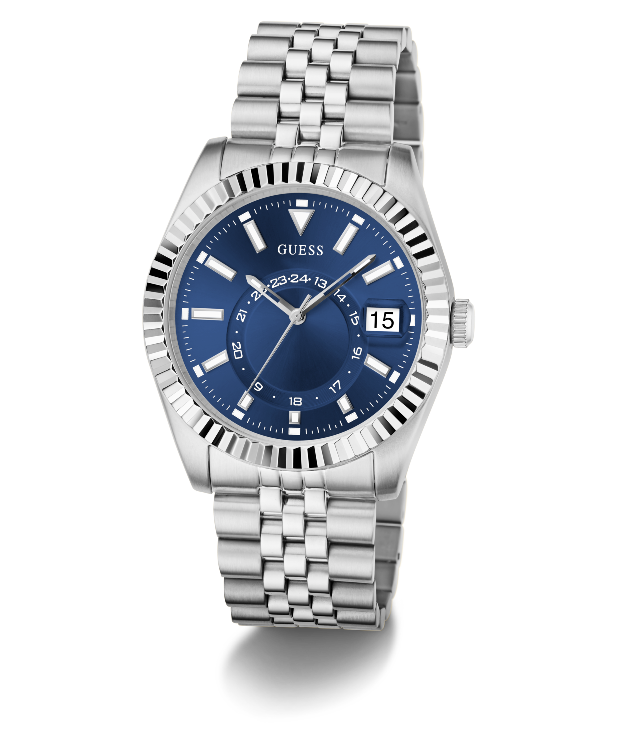 GUESS Mens Jaden Silver Tone Multi-function Date Watch