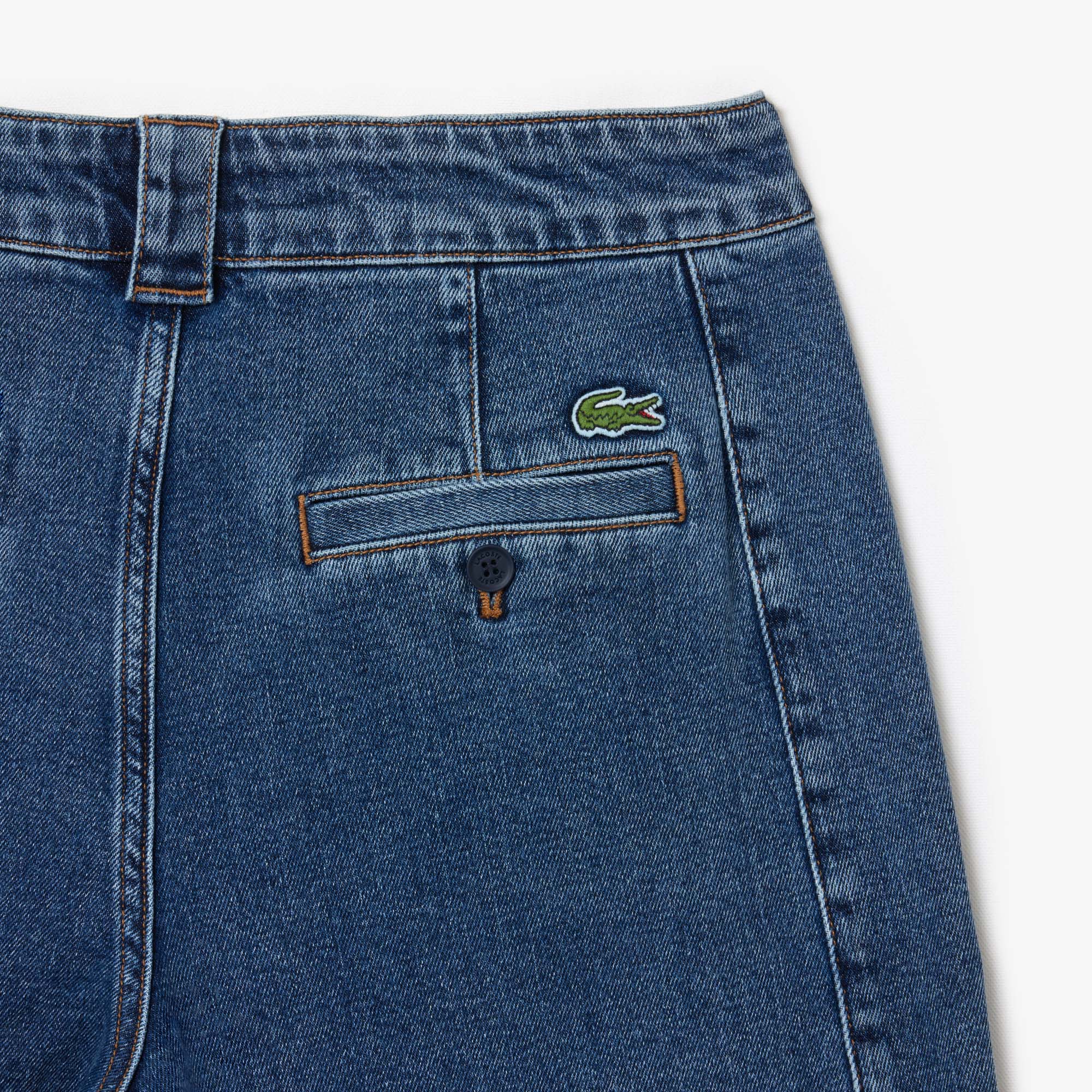 LACOSTE Women's High Waist Wide Leg Stretch Denim Jeans
