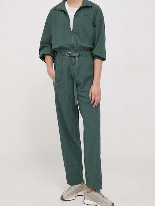 Lacoste Textured Belted Zip Neck Jumpsuit - 36 - S / SMI / Dark Green - Lacoste Apparel THE MIX
