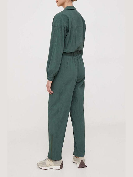 Lacoste Textured Belted Zip Neck Jumpsuit - 38- S/M / SMI / Dark Green - Lacoste Apparel THE MIX