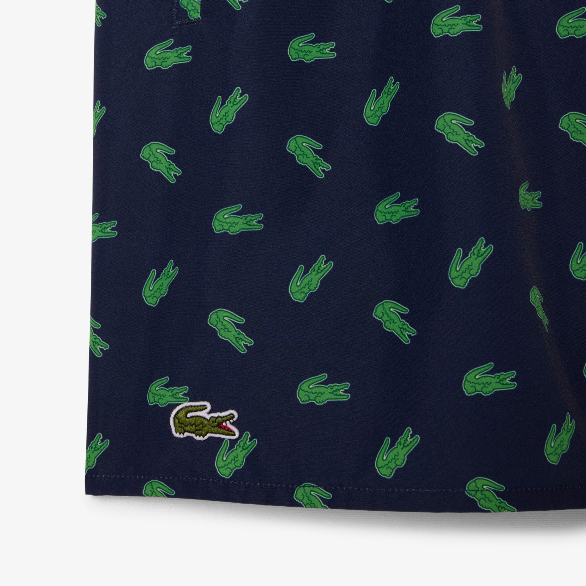 LACOSTE Mid Length Crocodile Print Swim Trunks