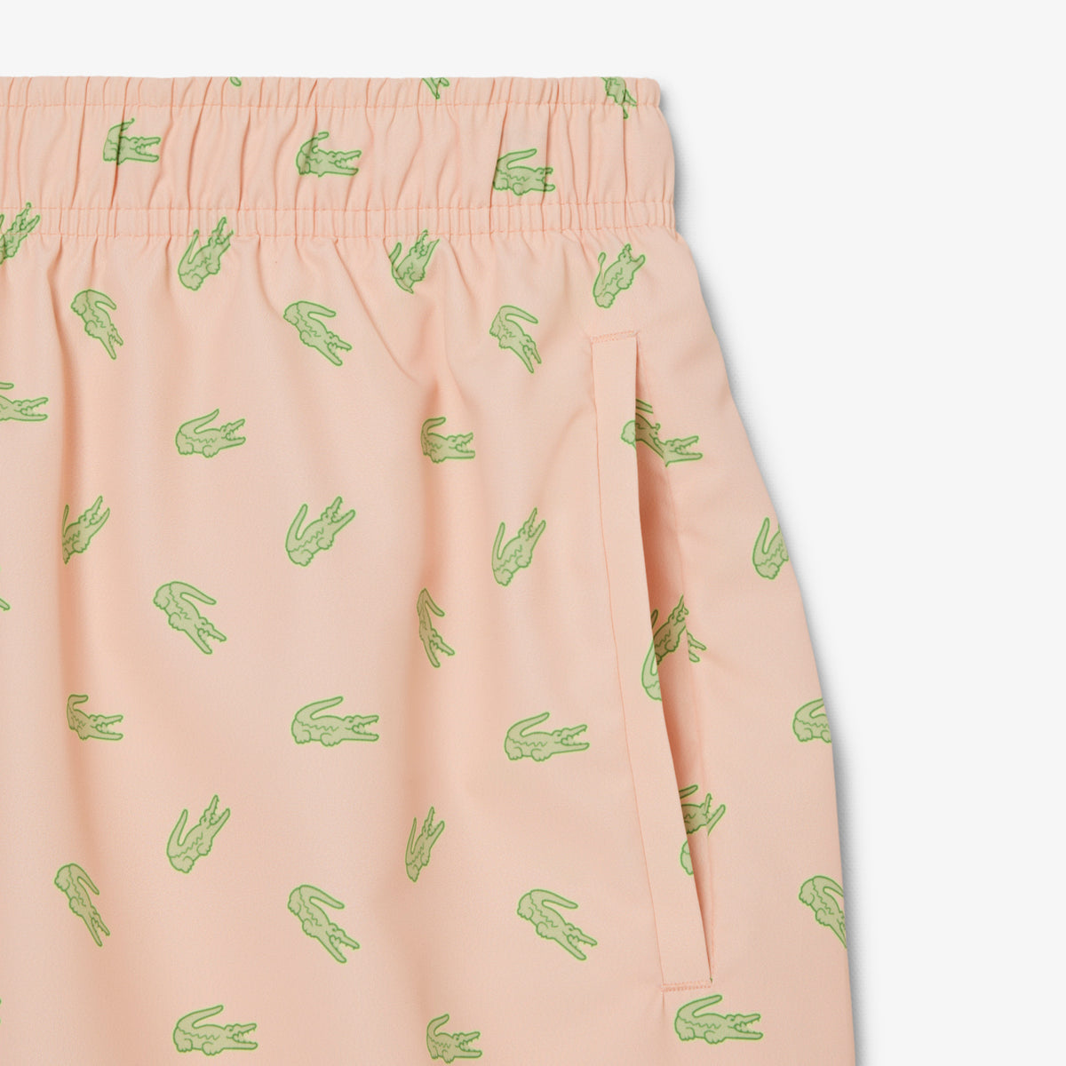 LACOSTE Mid Length Crocodile Print Swim Trunks Men