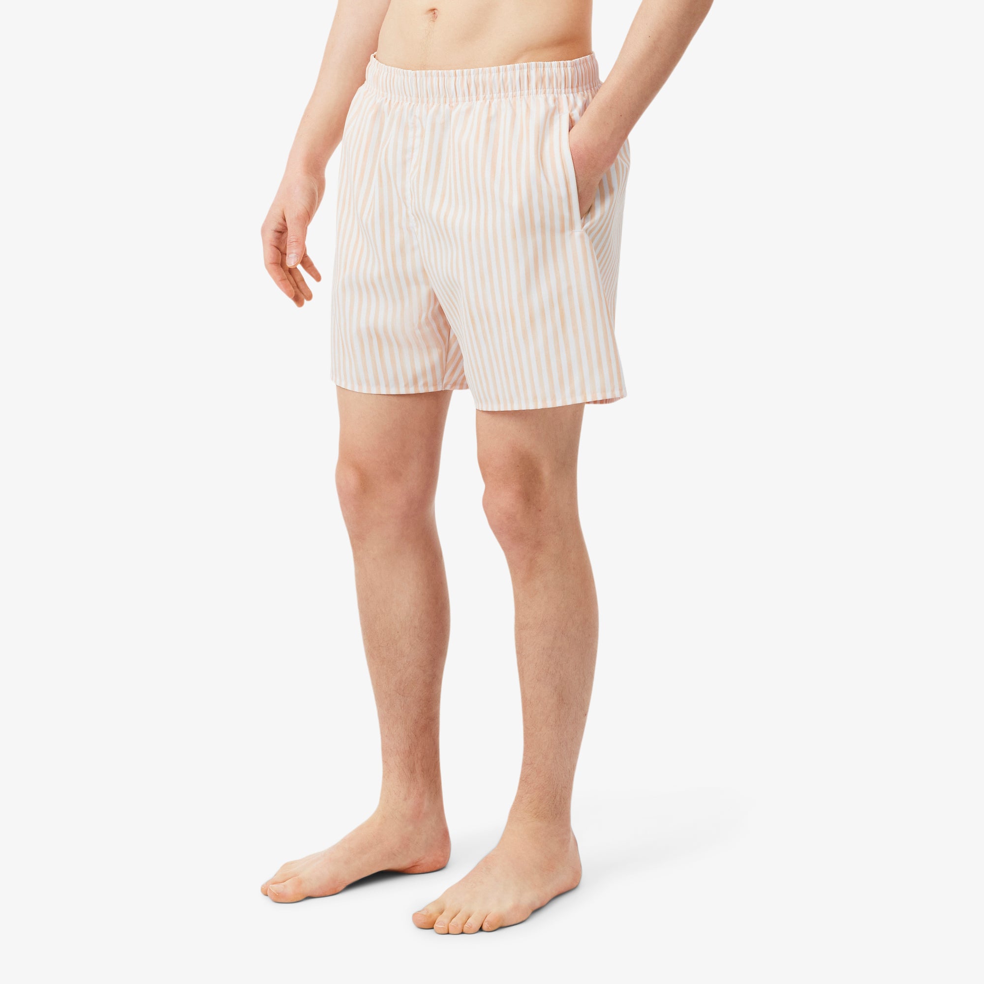LACOSTE Men Mid Length Stripe Swim Trunks