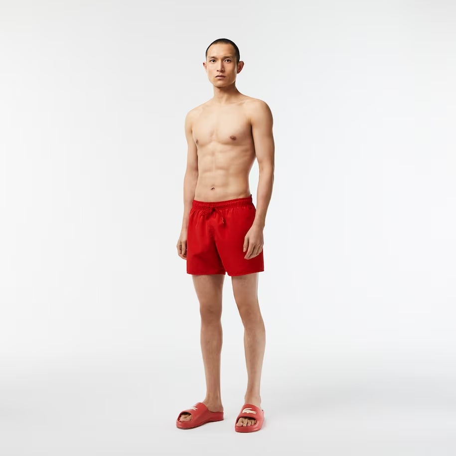 Lacoste Men's Light Quick-Dry Swim Shorts - S / 8UN - Red/Green - Lacoste Swimwear THE MIX