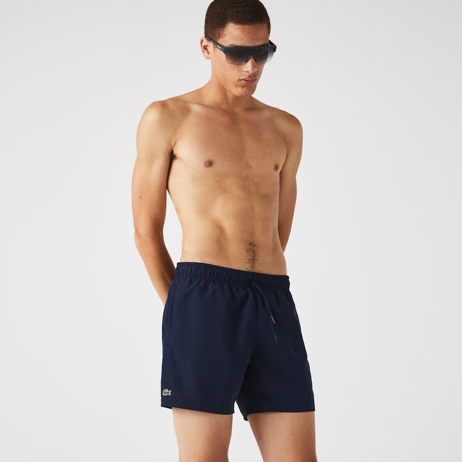 Lacoste Men's Light Quick-Dry Swim Shorts - XL / 802 -Navy Blue/Green - Lacoste Swimwear THE MIX