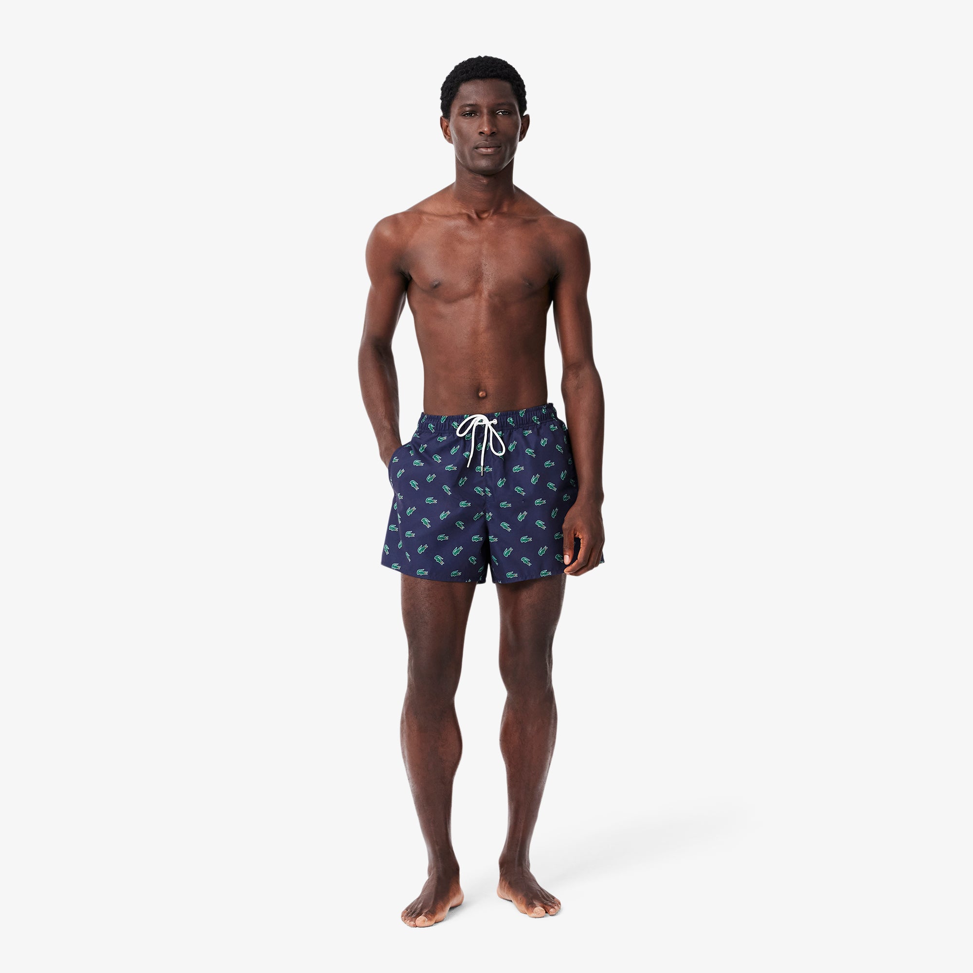 Lacoste Men's Patterned Navy Blue Swimsuit