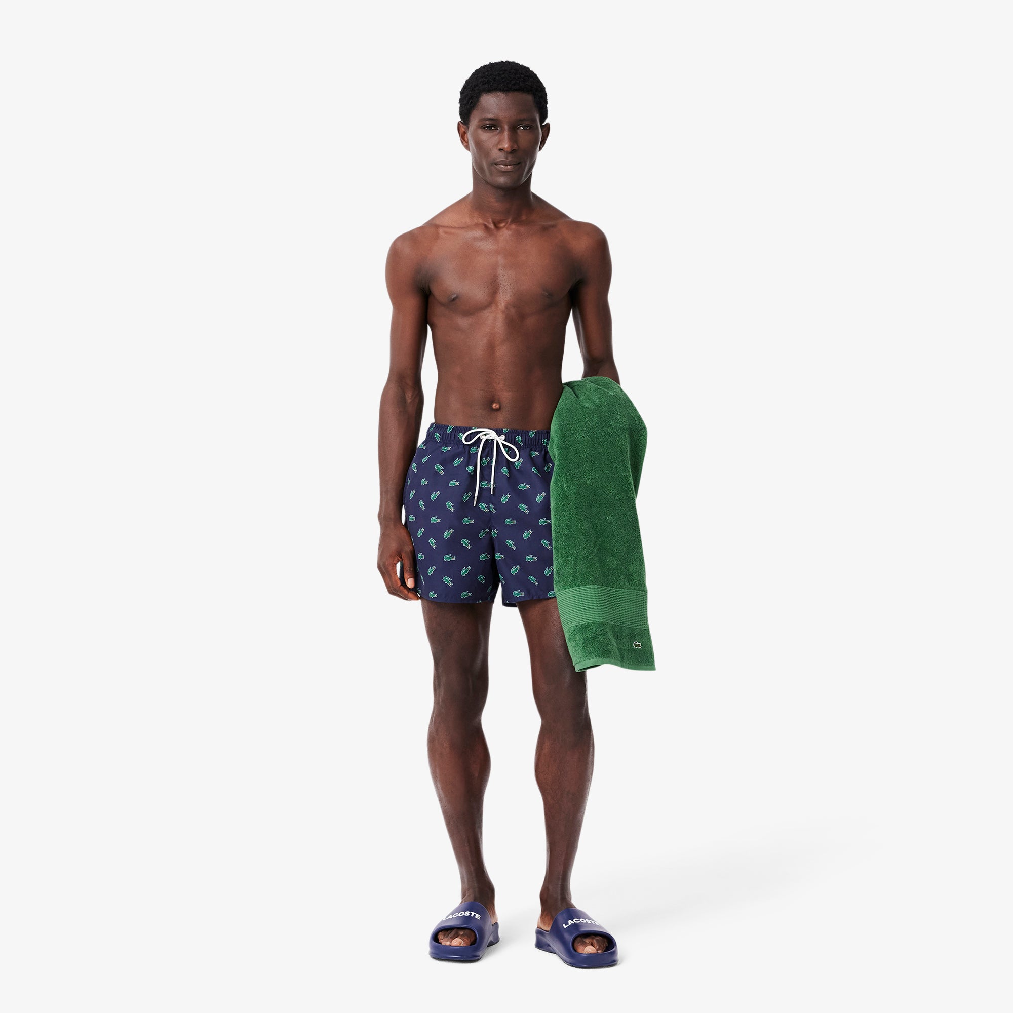 Lacoste Men's Patterned Navy Blue Swimsuit