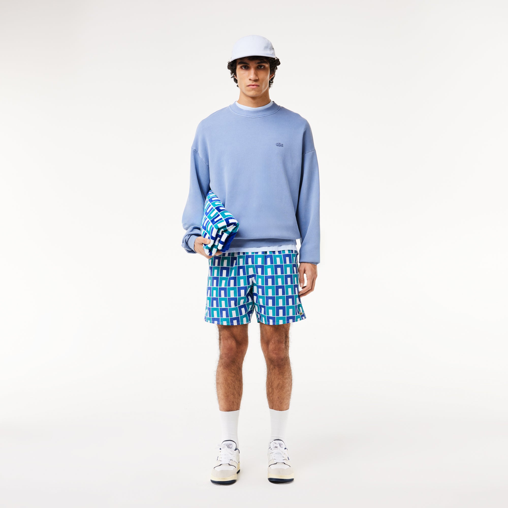 Lacoste Mid Length Graphic Swim Trunks