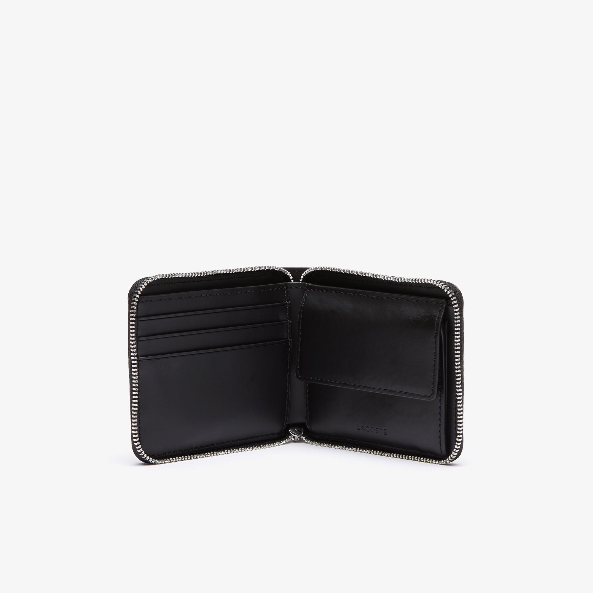 Lacoste Men's Monogram Print Small Billfold Zip Wallet