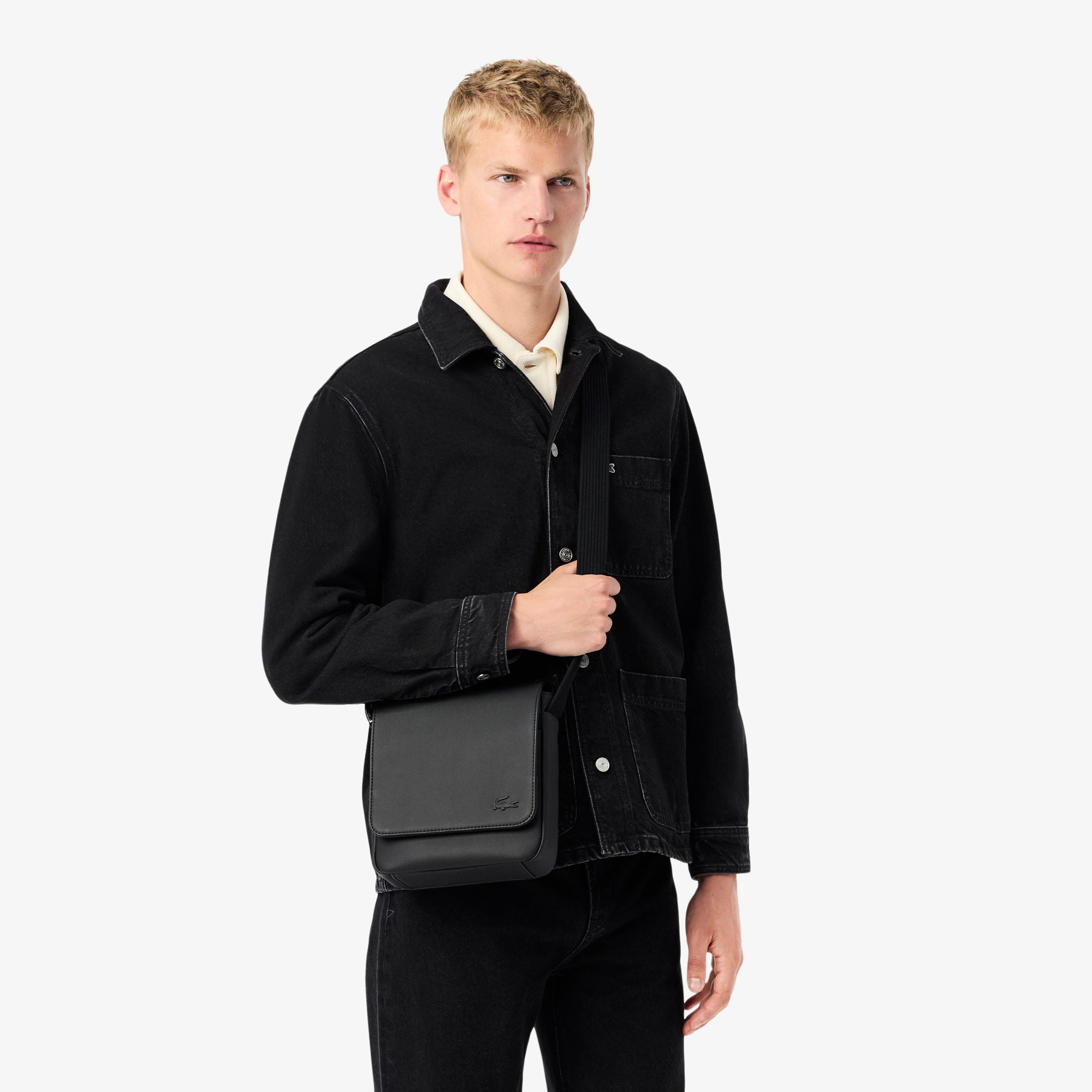 LACOSTE Men's Classic Flap Close Shoulder Bag