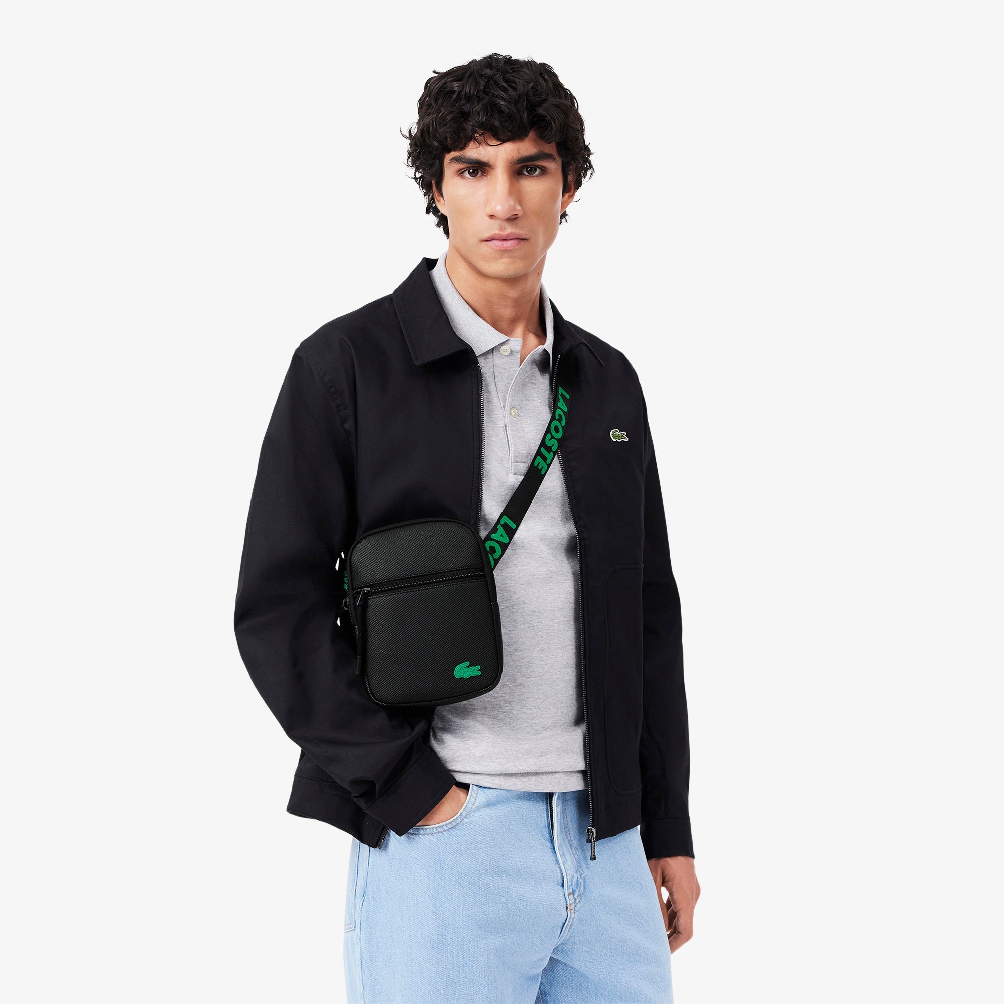 Lacoste Men's Small LCST Slimline Piqué Satchel Bag