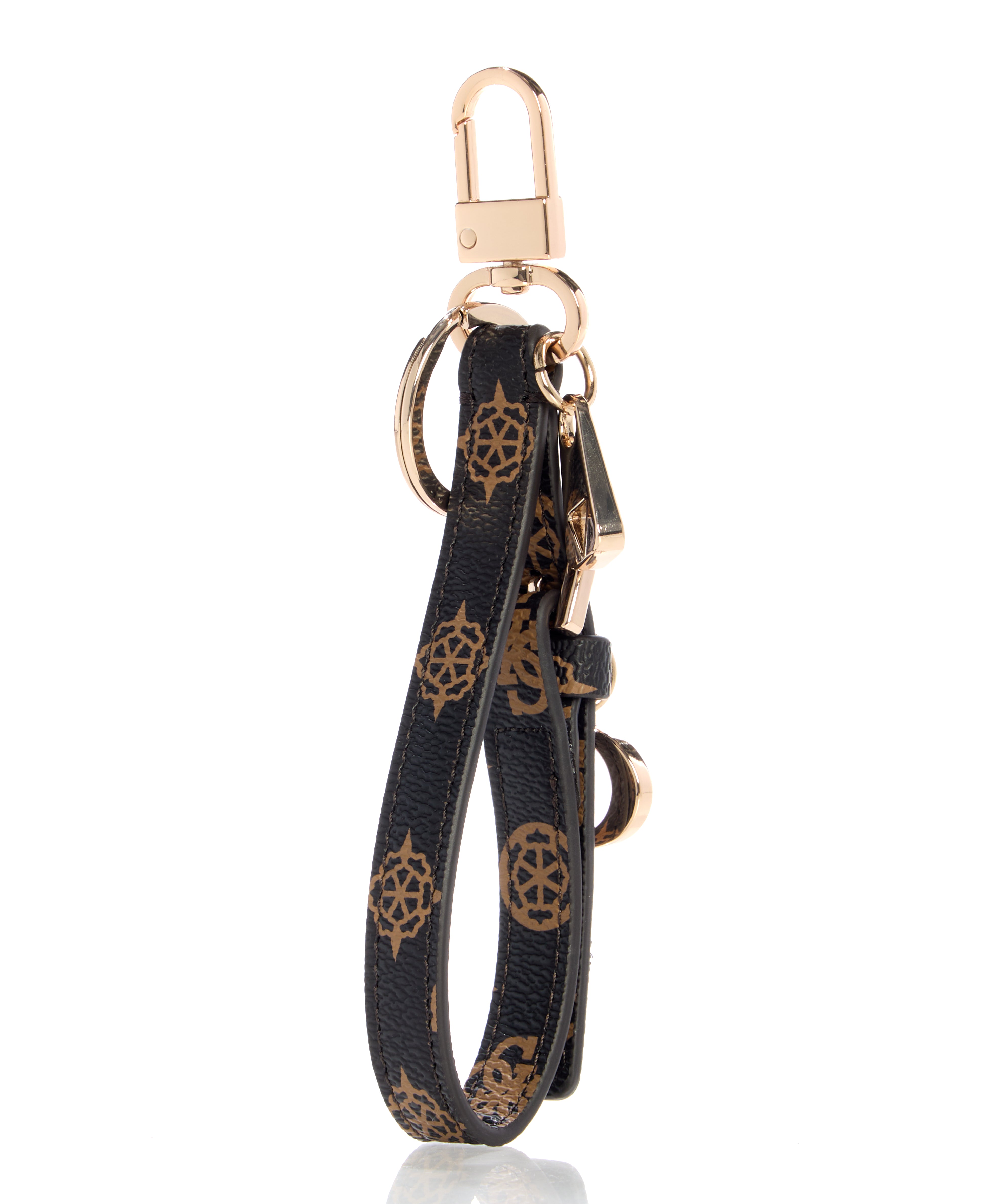 GUESS Brown Logo Wristlet Keychain