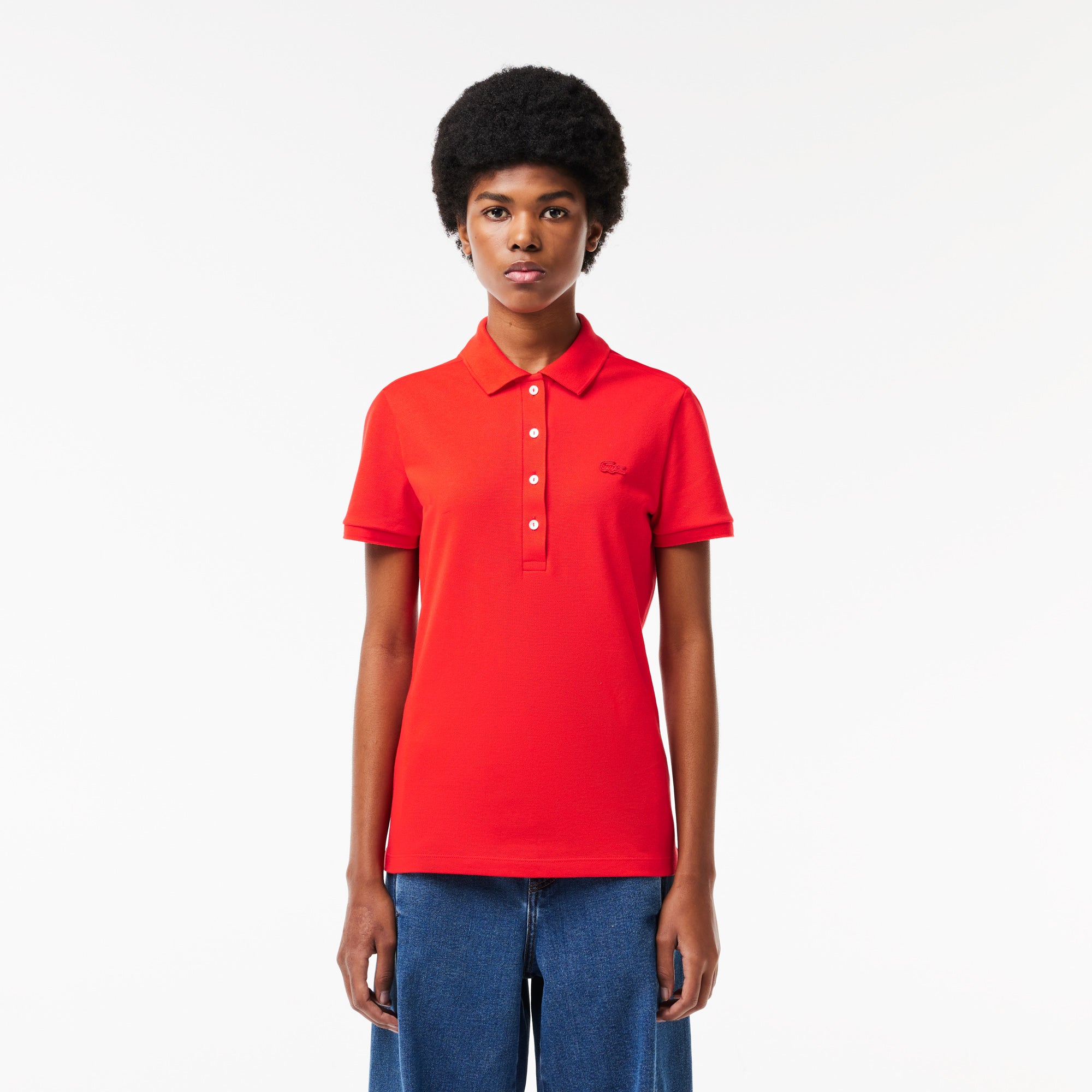Lacoste Women's Slim fit Stretch Cotton Piqué Polo Shirt - Lacoste Apparel THE MIX