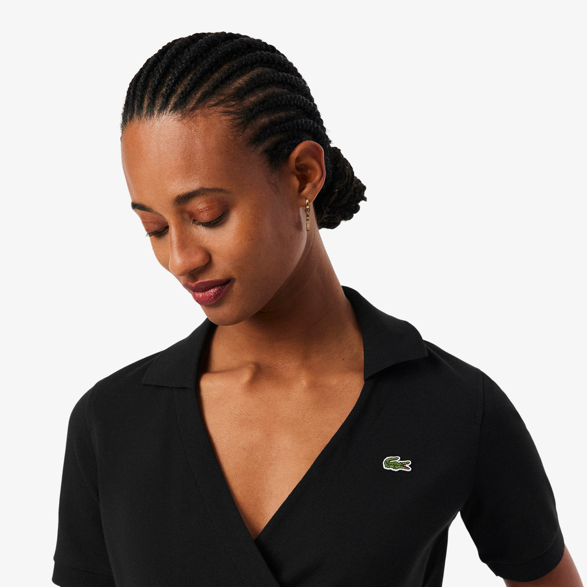 LACOSTE Stretch Mini Piqué Wrap Polo Shirt Women