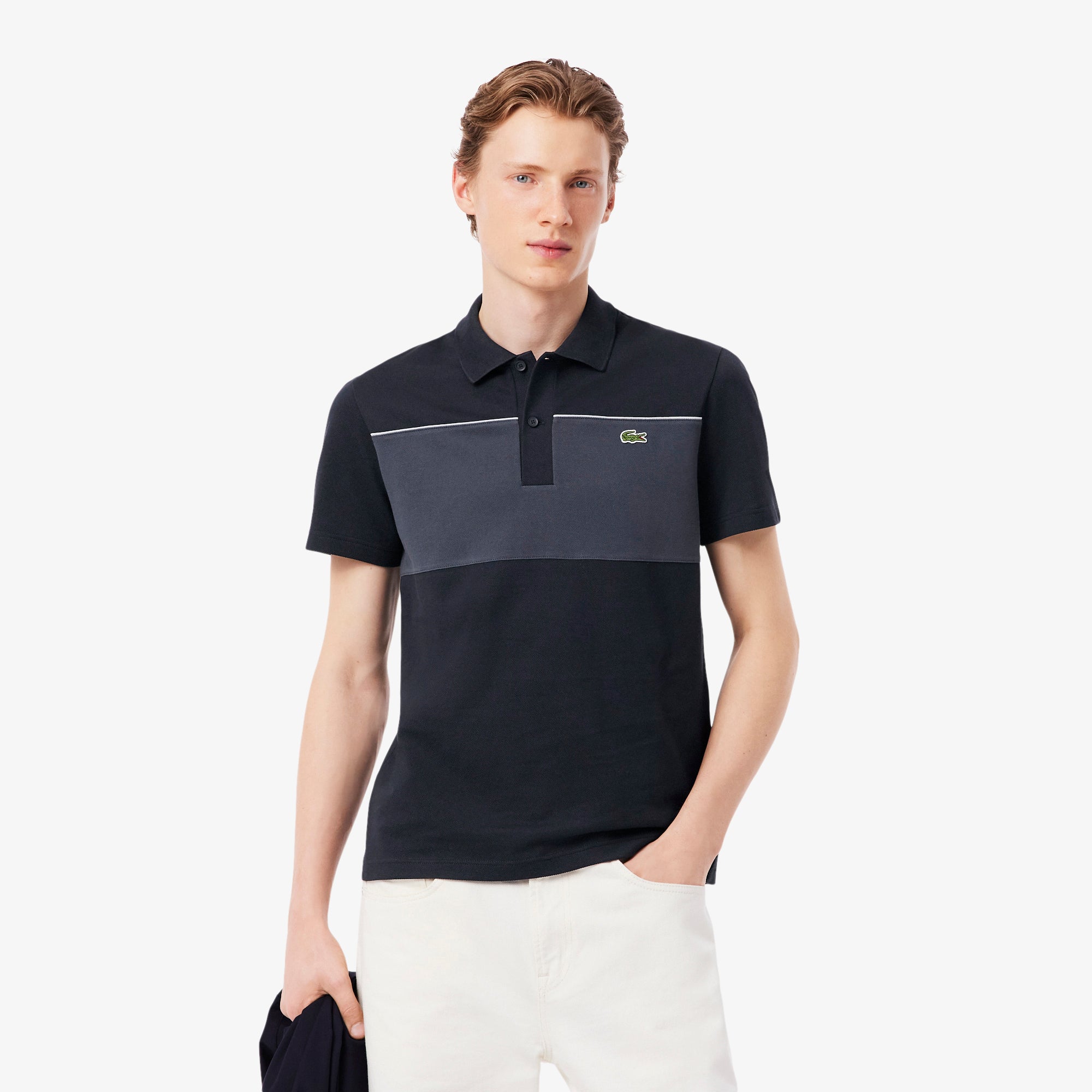 LACOSTE Men Regular Fit Colour-Block Piqué Polo Shirt