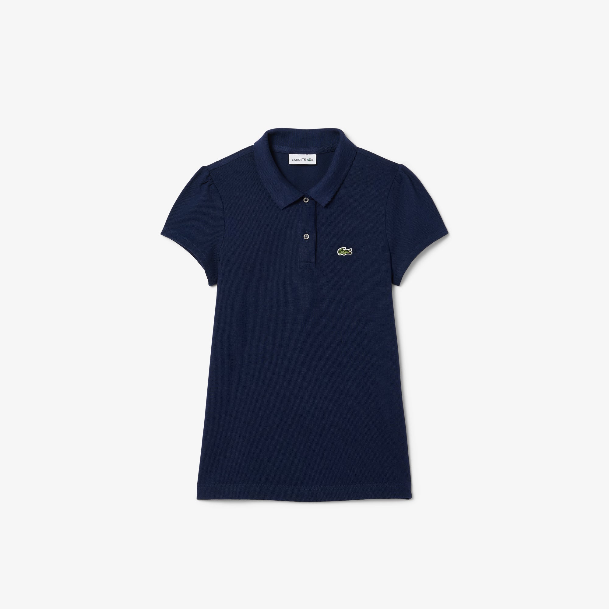 LACOSTE Girl Scalloped Collar Mini Pique Polo Shirt