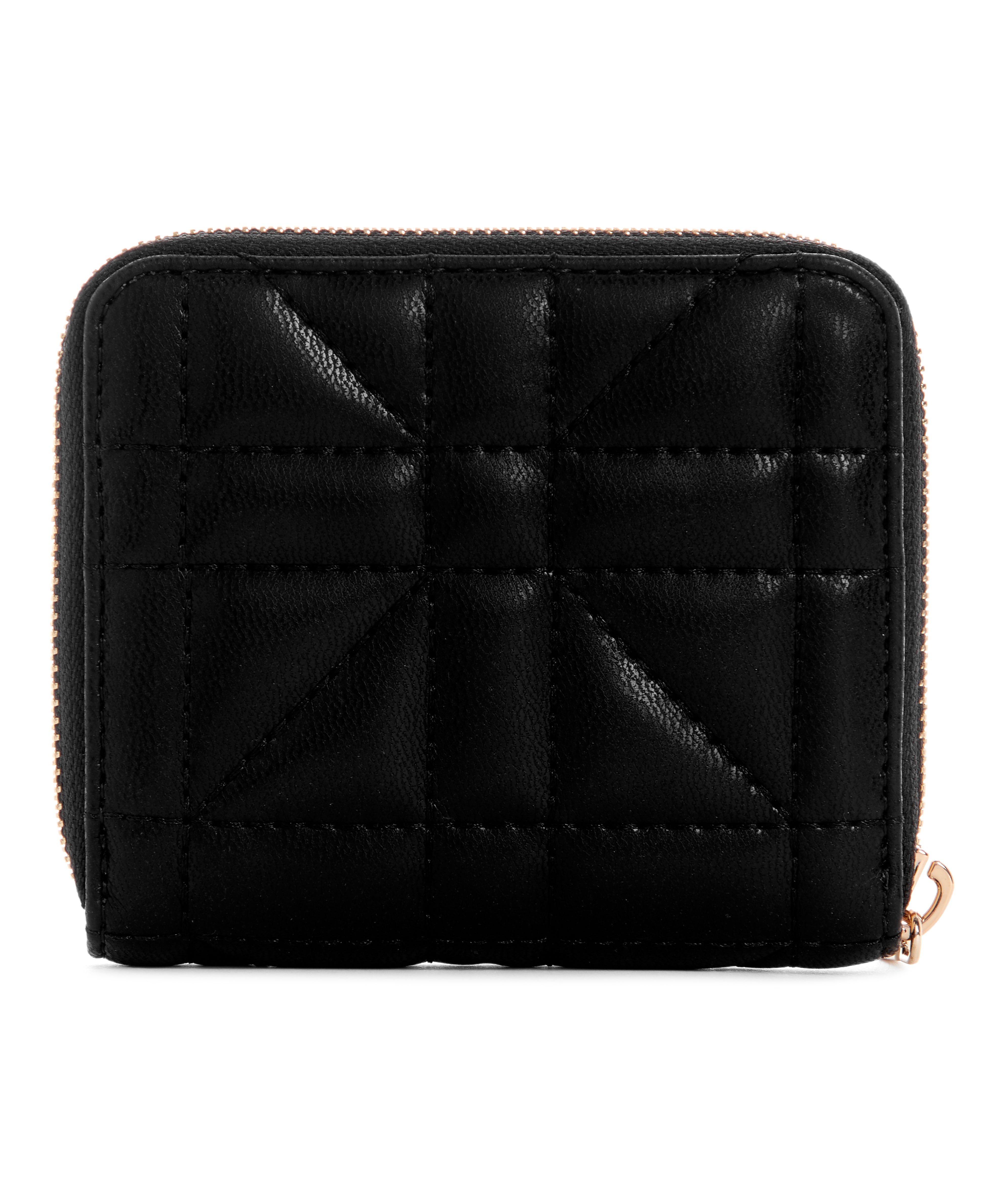 Guess Black Quilted Edita Small Zip Around Wallet