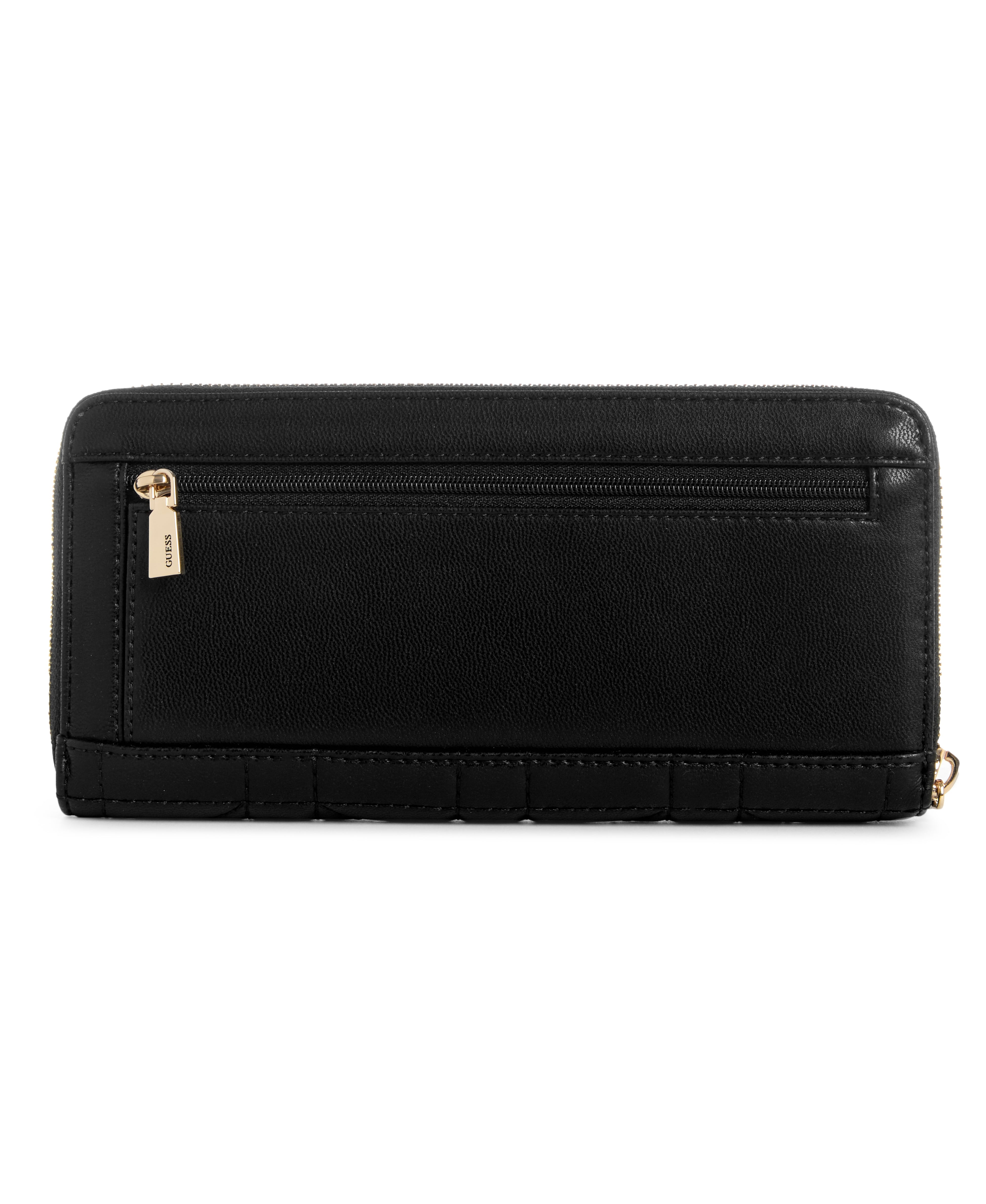 Guess Black Quilted Edita Large Zip Around Wallet