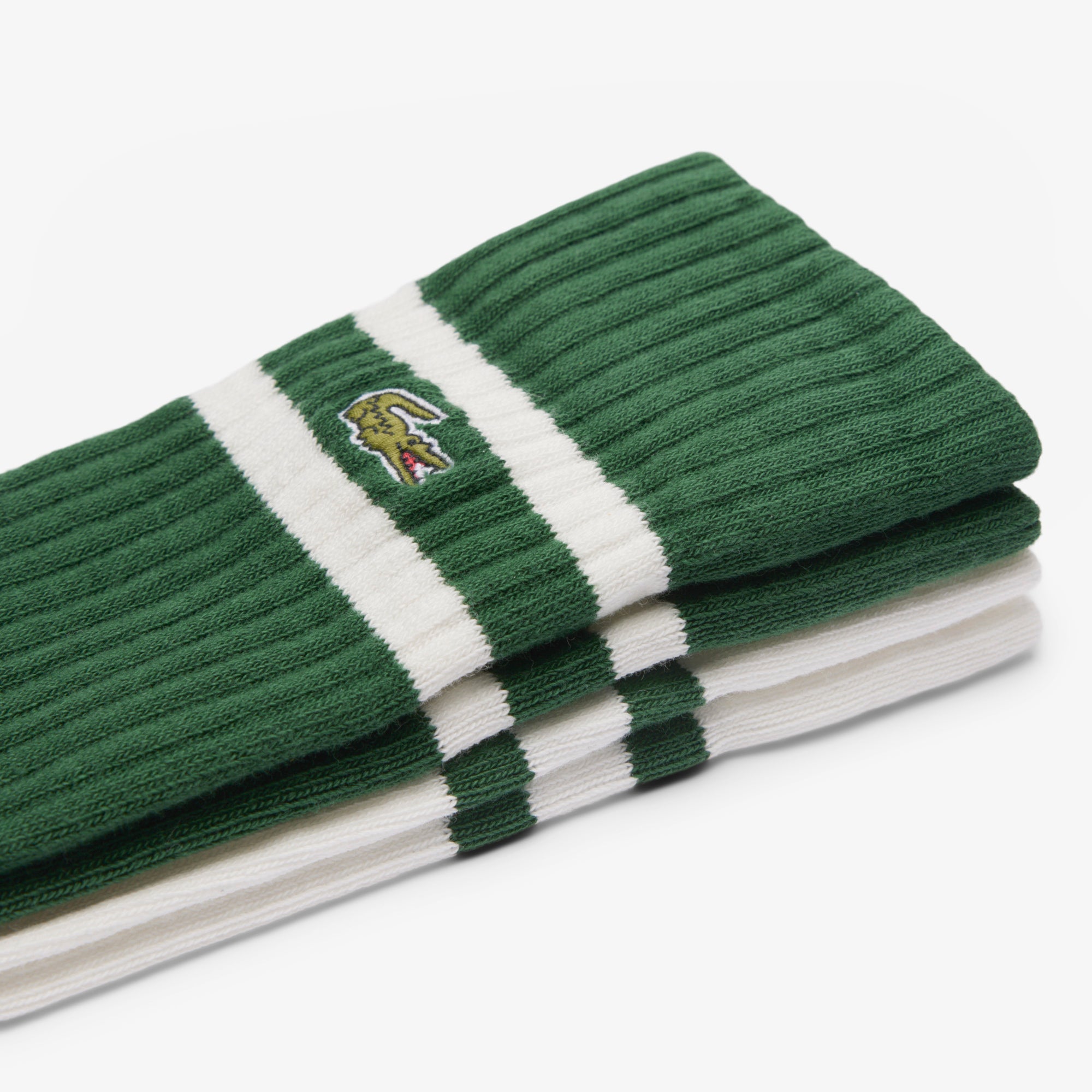 Lacoste Unisex ribbed knit socks with contrast stripes