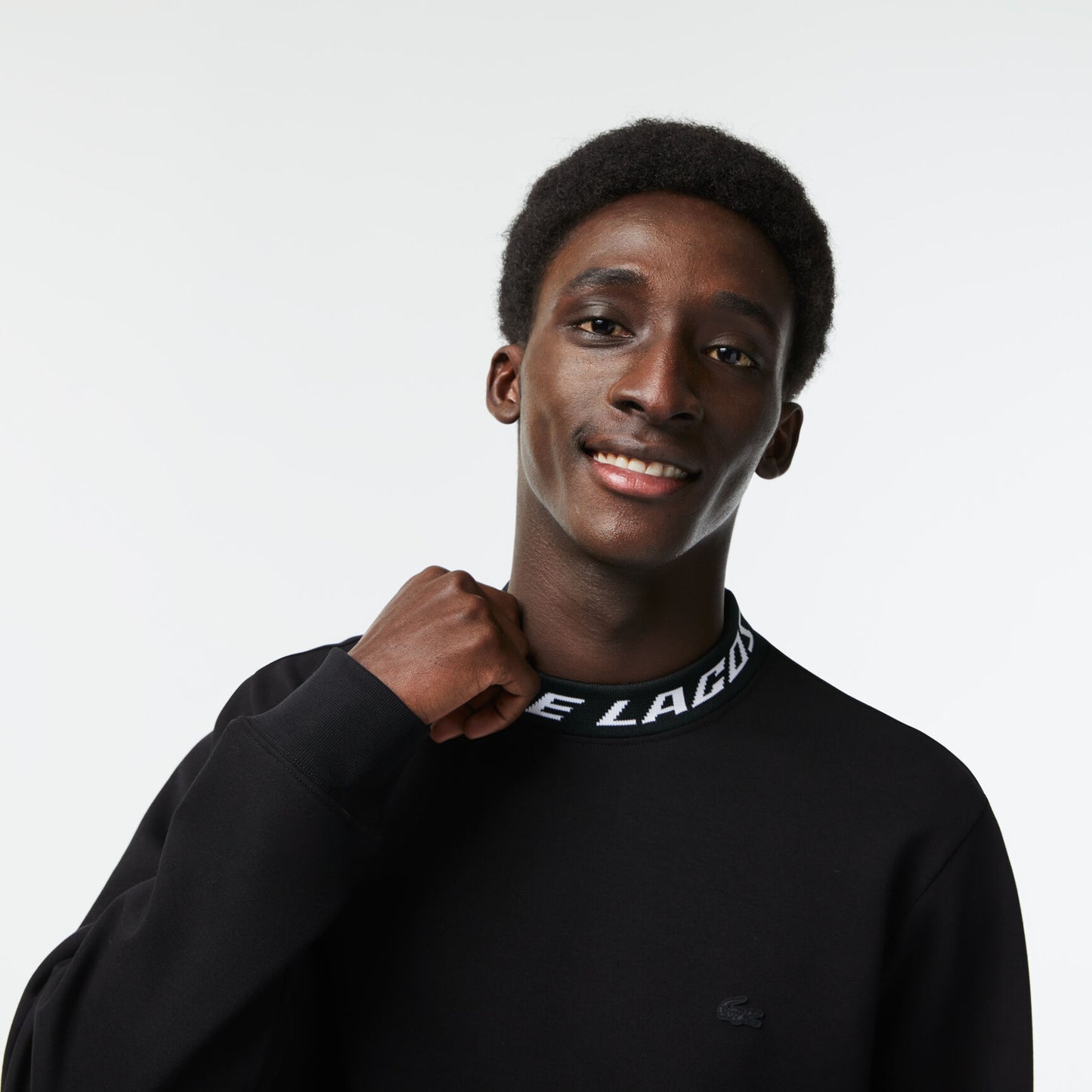 Men’s Lacoste Double Sided Logo Collar Sweatshirt - Black / M - Lacoste Apparel THE MIX