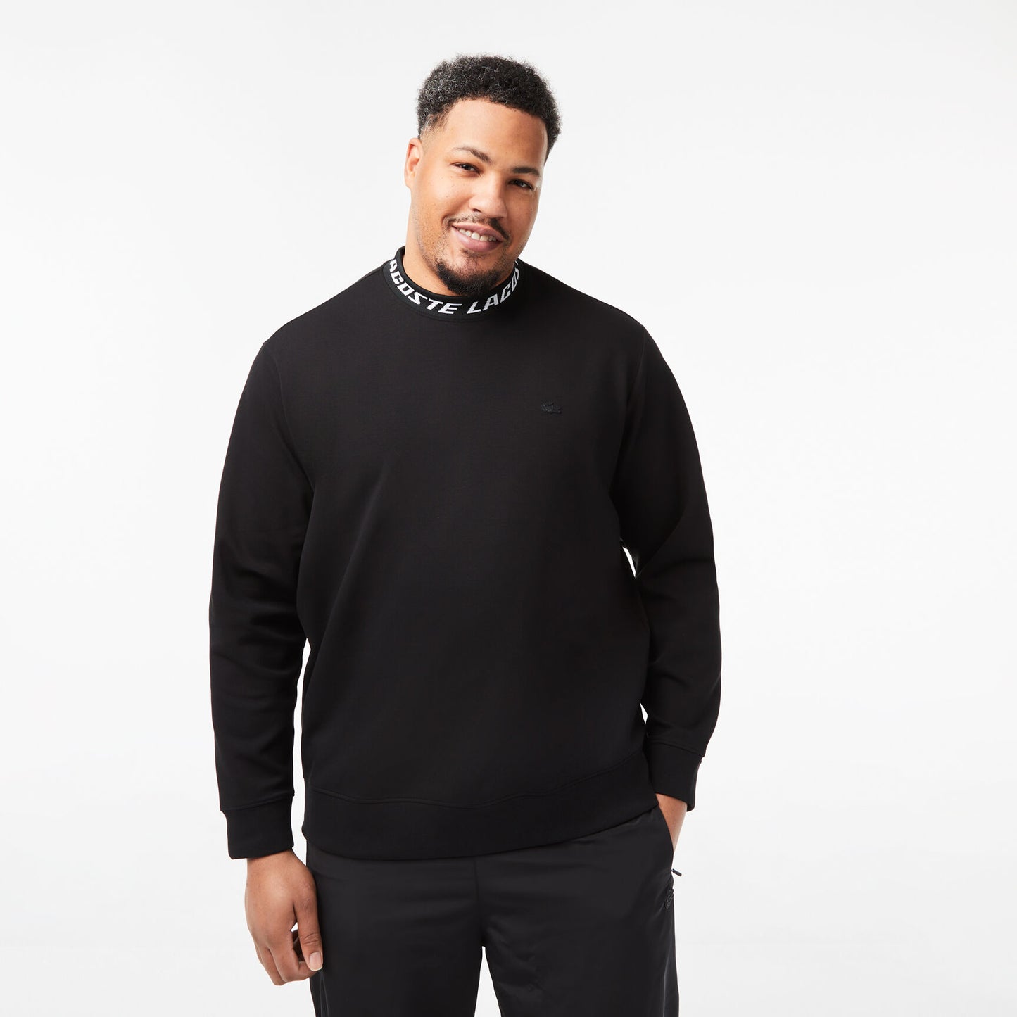 Men’s Lacoste Double Sided Logo Collar Sweatshirt - Black / XL - Lacoste Apparel THE MIX