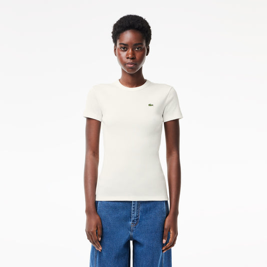 Women’s Lacoste Slim Fit Ribbed Cotton T-shirt