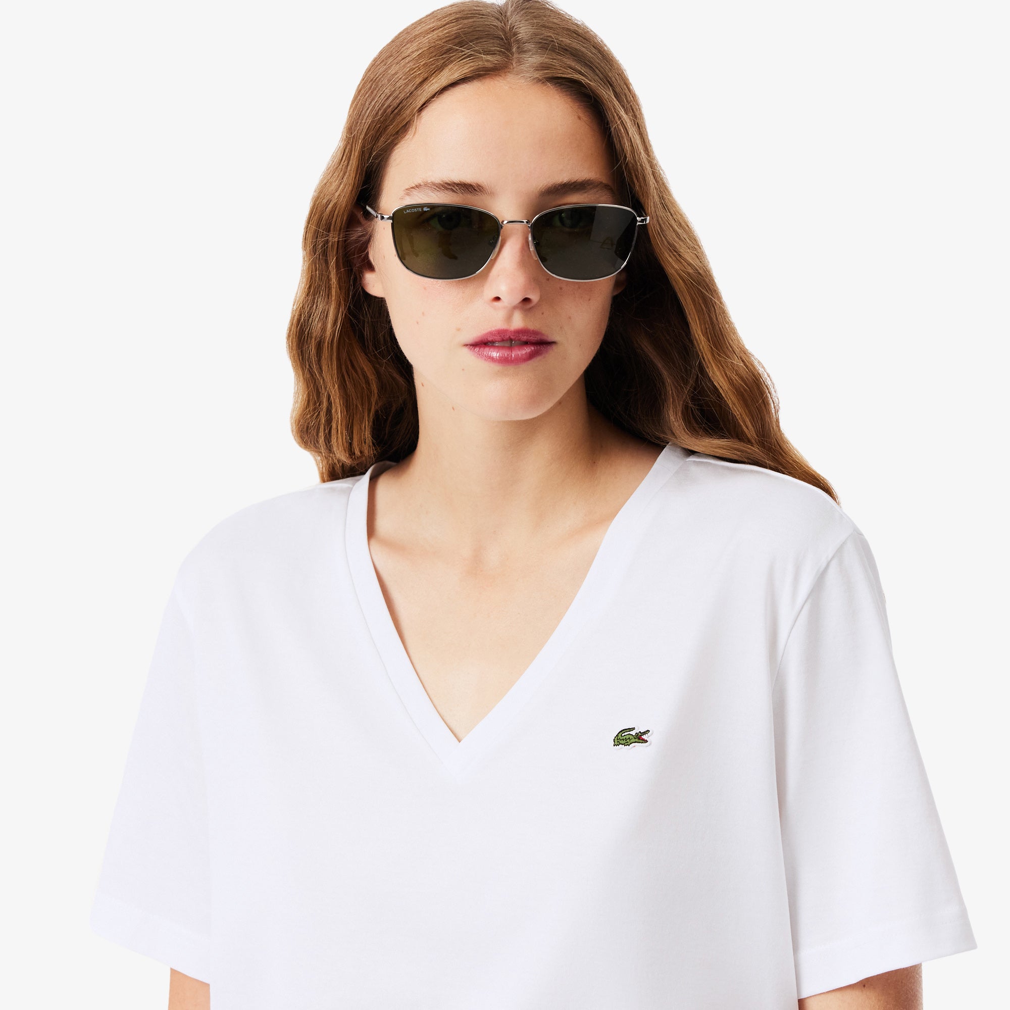LACOSTE Relaxed Fit Soft Cotton V Neck T-shirt