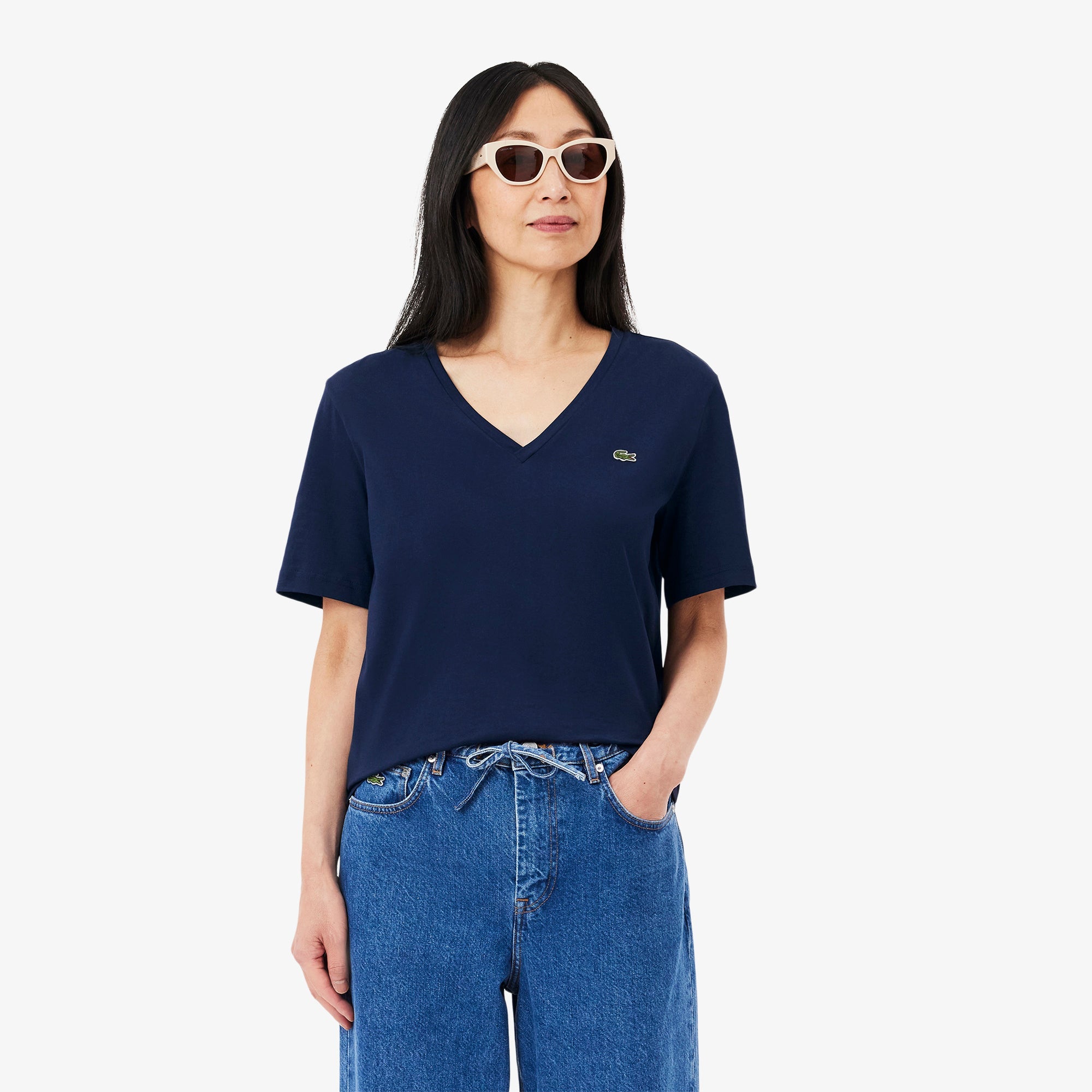 Lacoste Relaxed Fit Soft Cotton V Neck T-shirt