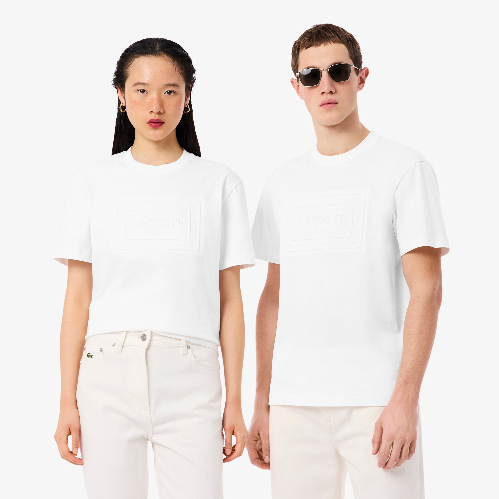 LACOSTE Embossed Branding Cotton T-shirt Unisex