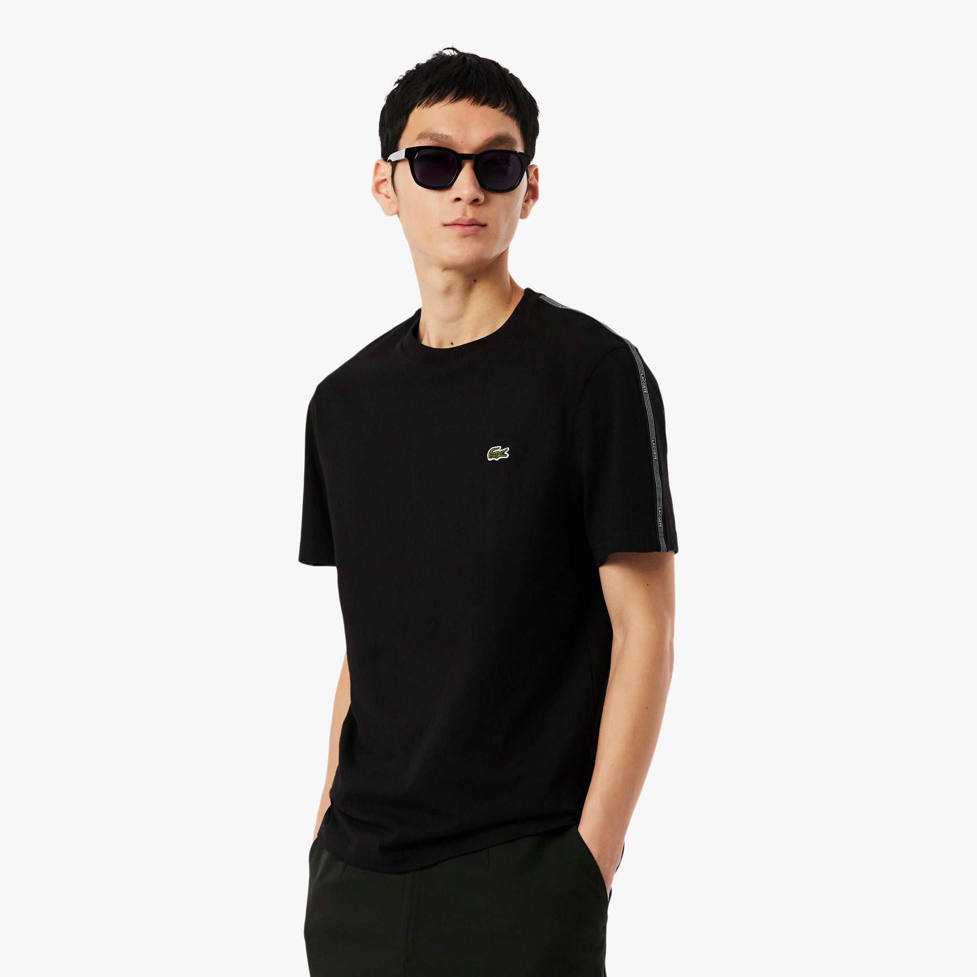 LACOSTE Branded Stripe Band T-Shirt