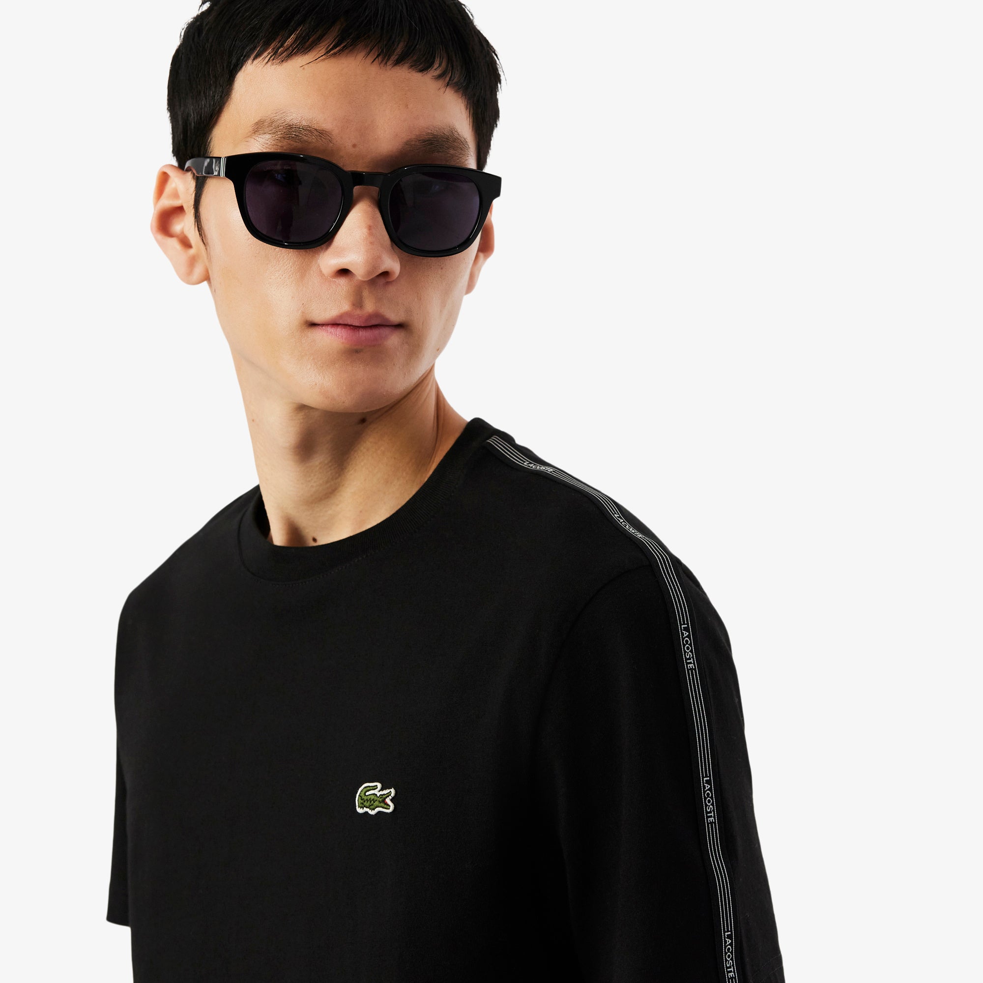 LACOSTE Branded Stripe Band T-Shirt