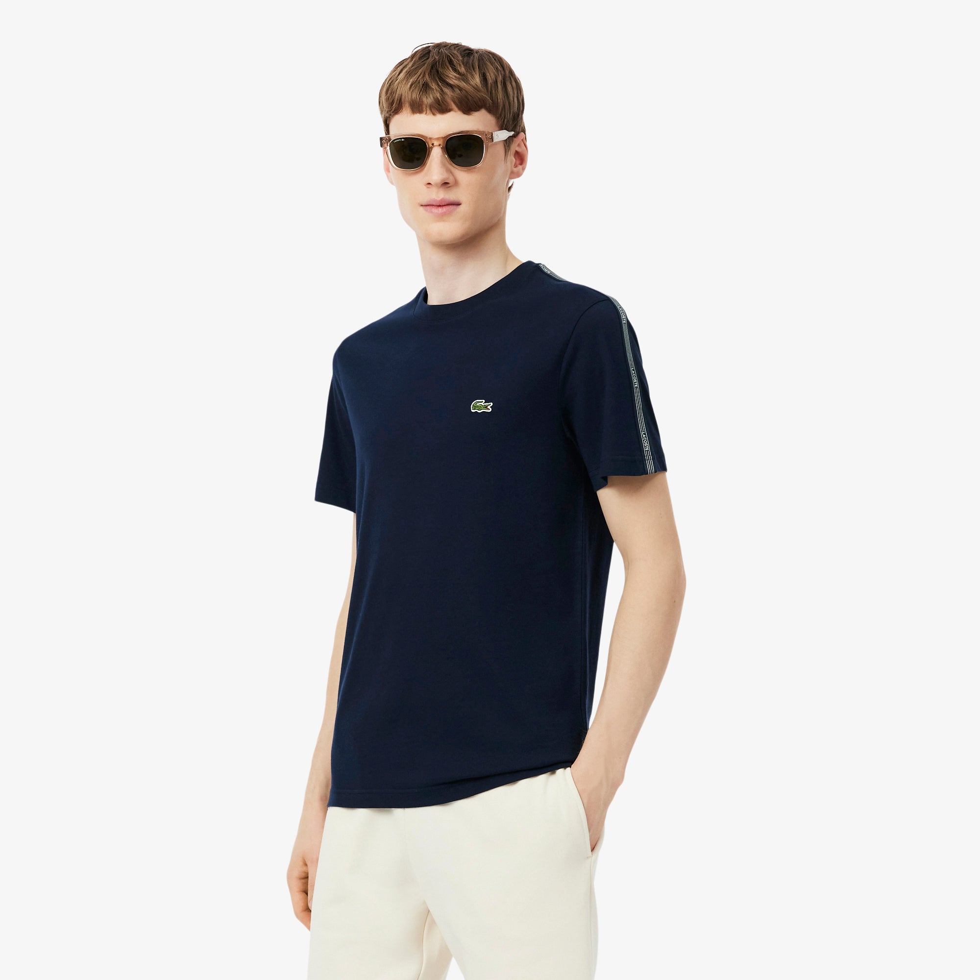 LACOSTE Branded Stripe Band T-Shirt