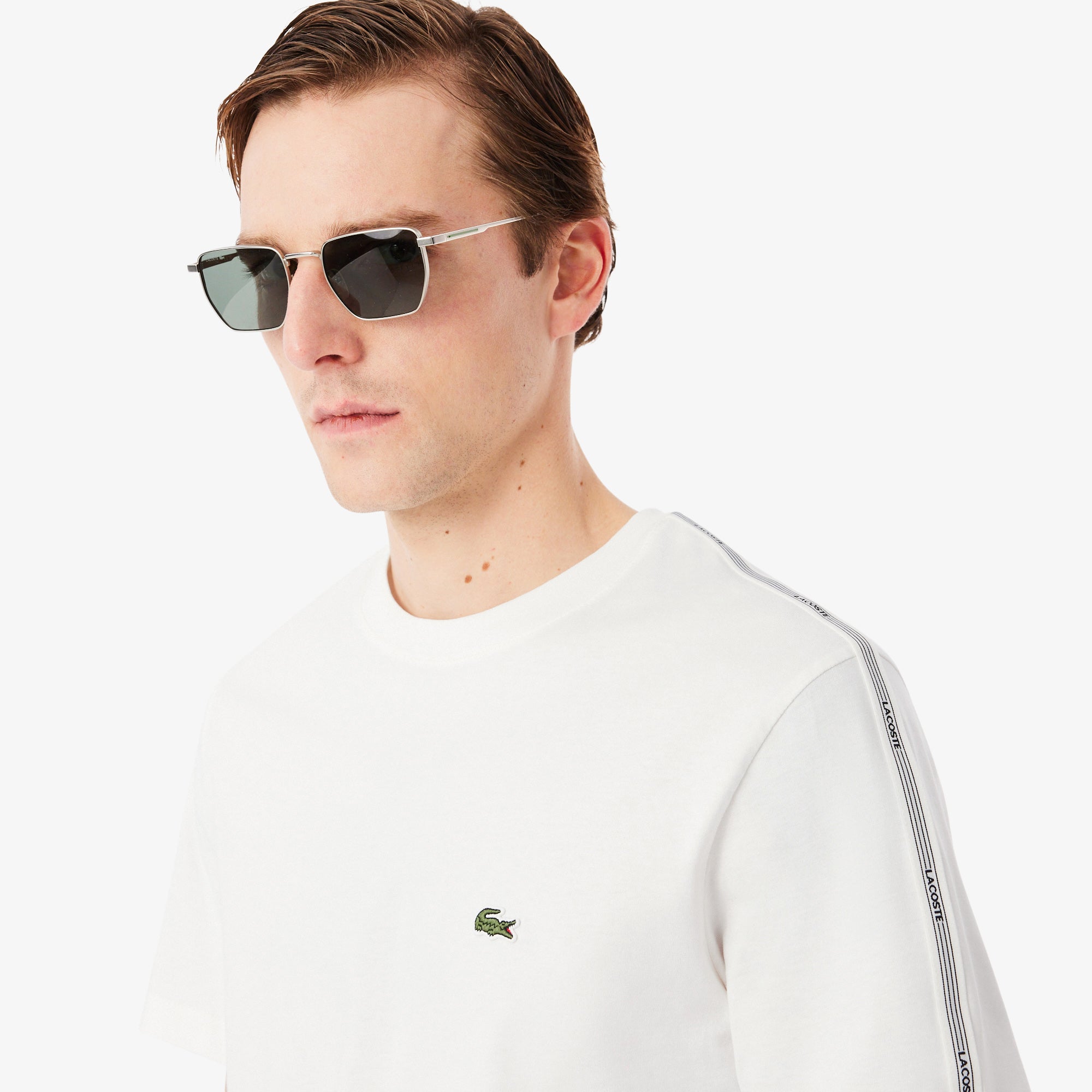 LACOSTE Branded Stripe Band T-Shirt
