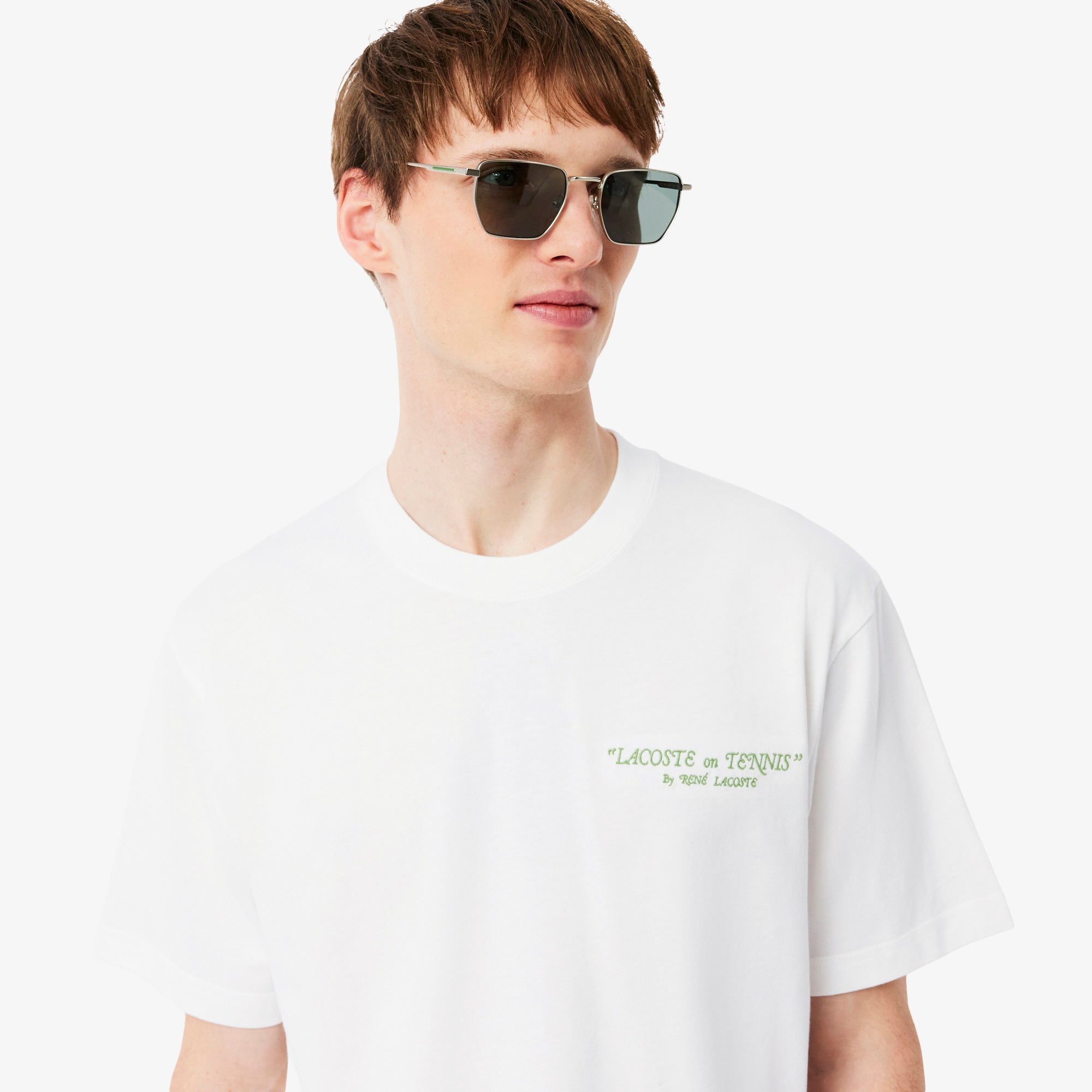 LACOSTE Embroidered Cotton T-shirt