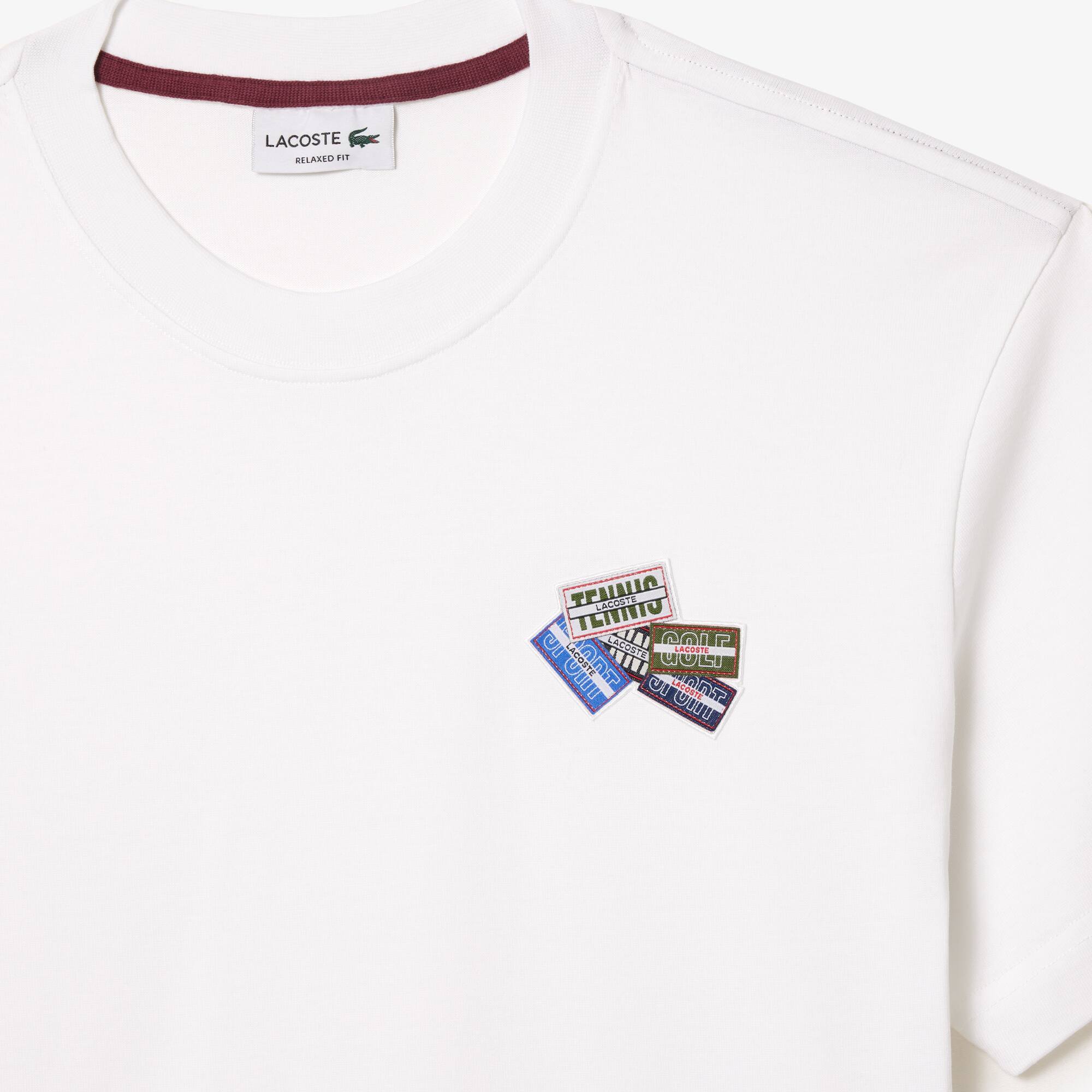 Heavy Cotton Jersey Multi Badge T-shirt - White / XL - Lacoste Apparel THE MIX