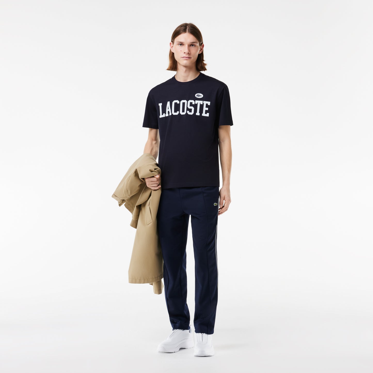 Lacoste Cotton Contrast Print And Badge T-shirt