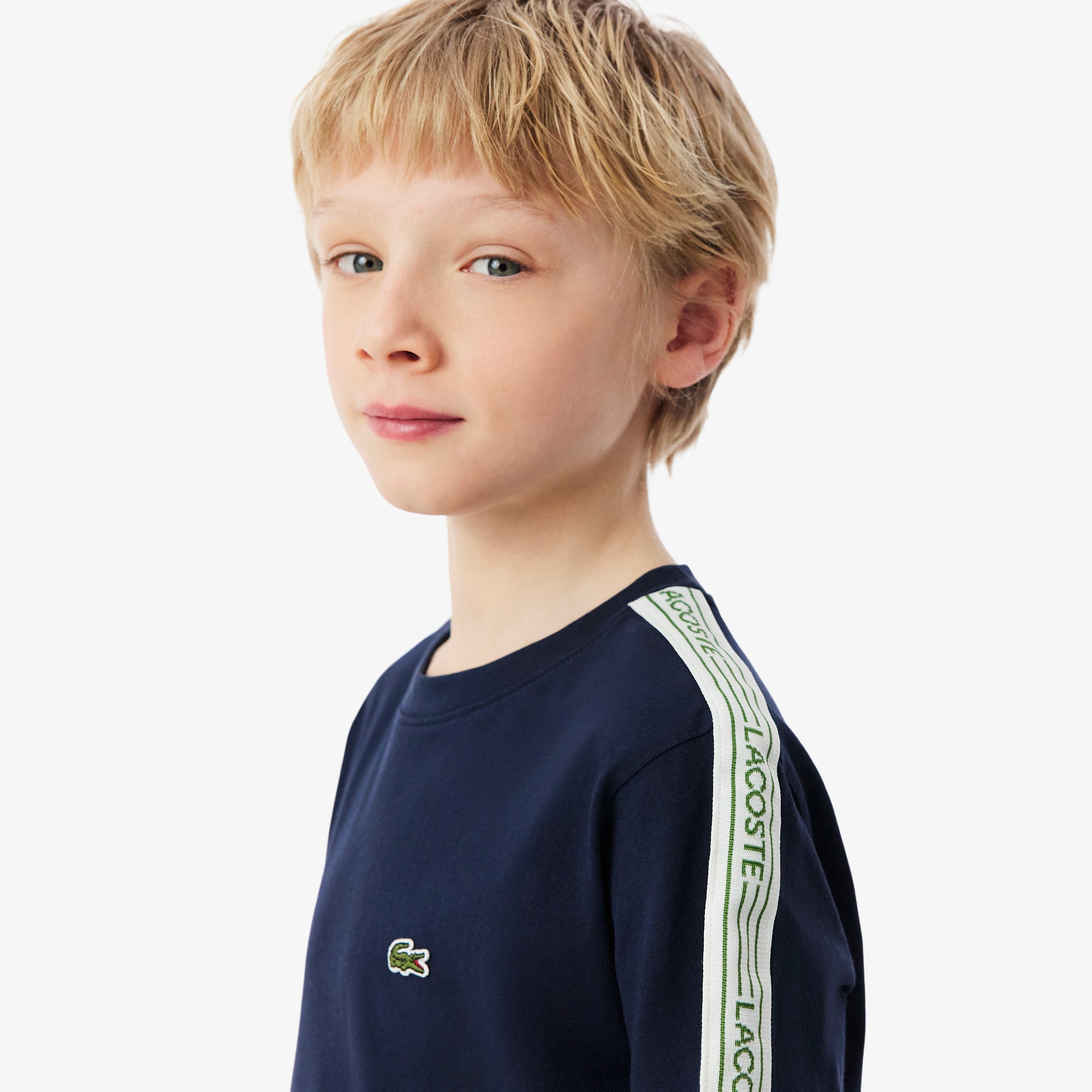 LACOSTE Logo Stripe Cotton Kids T-shirt