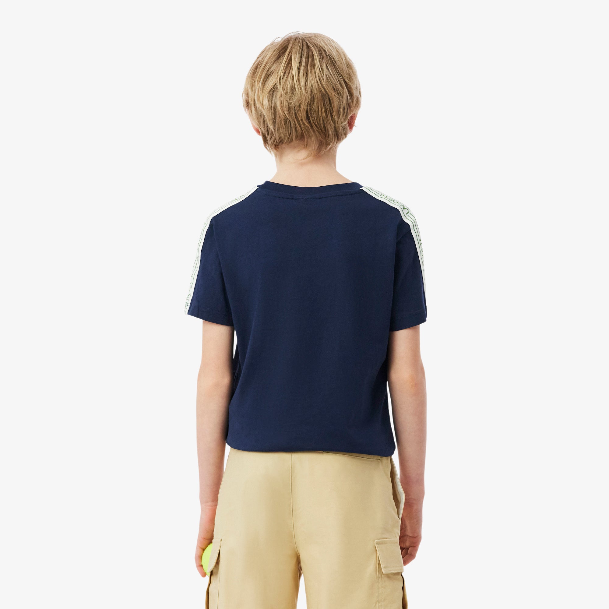 LACOSTE Logo Stripe Cotton Kids T-shirt