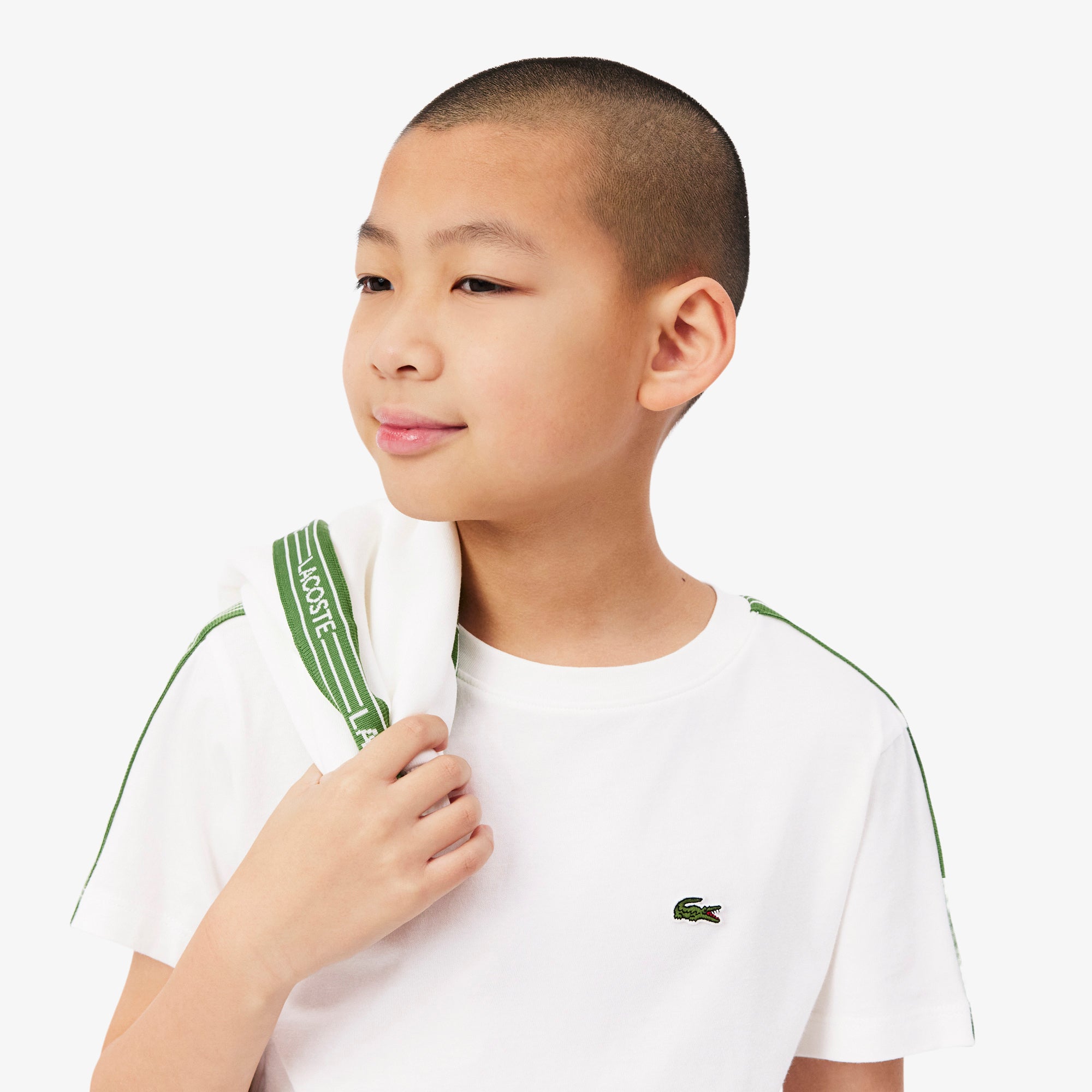 LACOSTE Logo Stripe Cotton Kids T-shirt