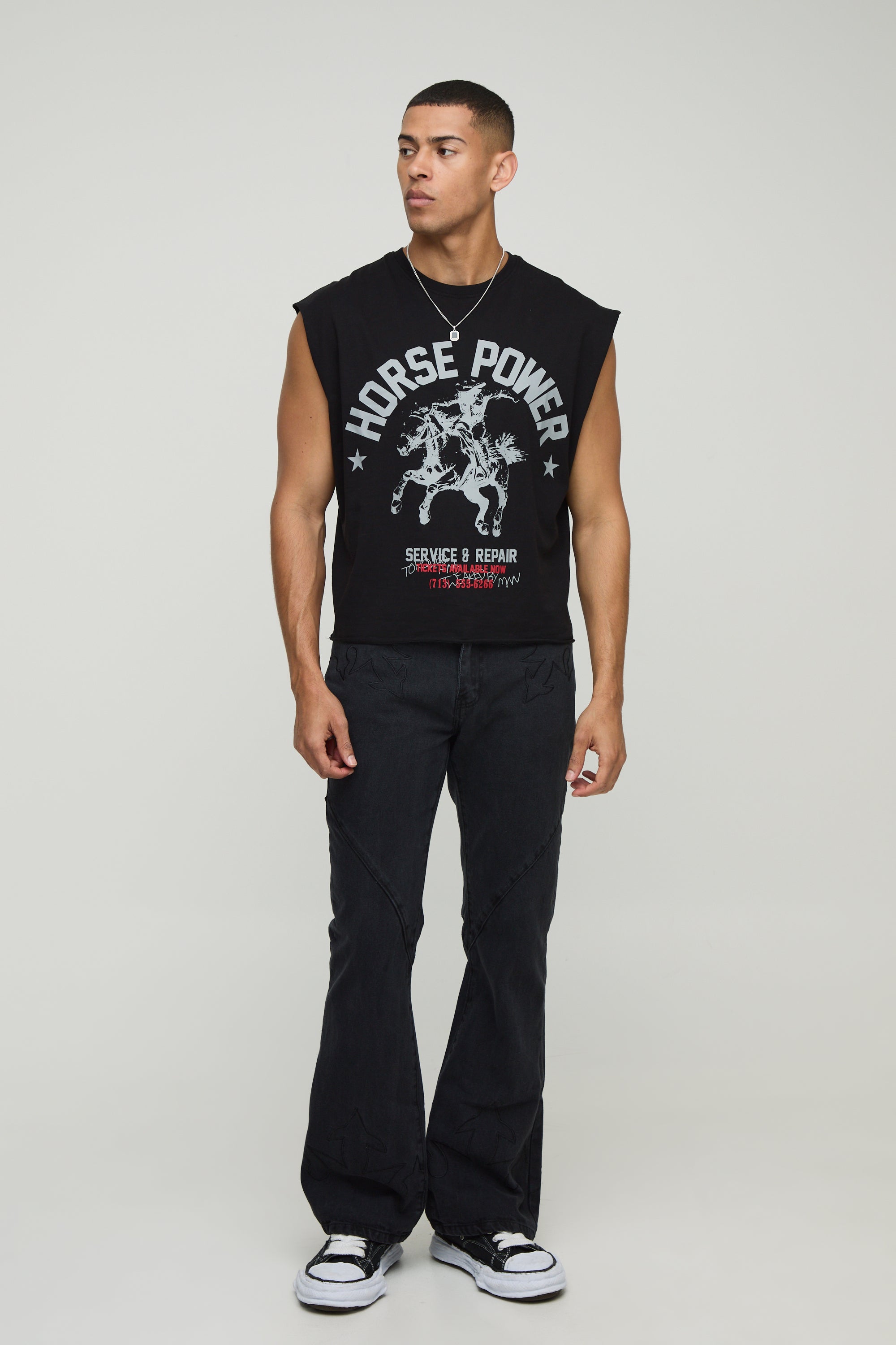 BOOHOOMAN Oversized Boxy Western Graphic Vest