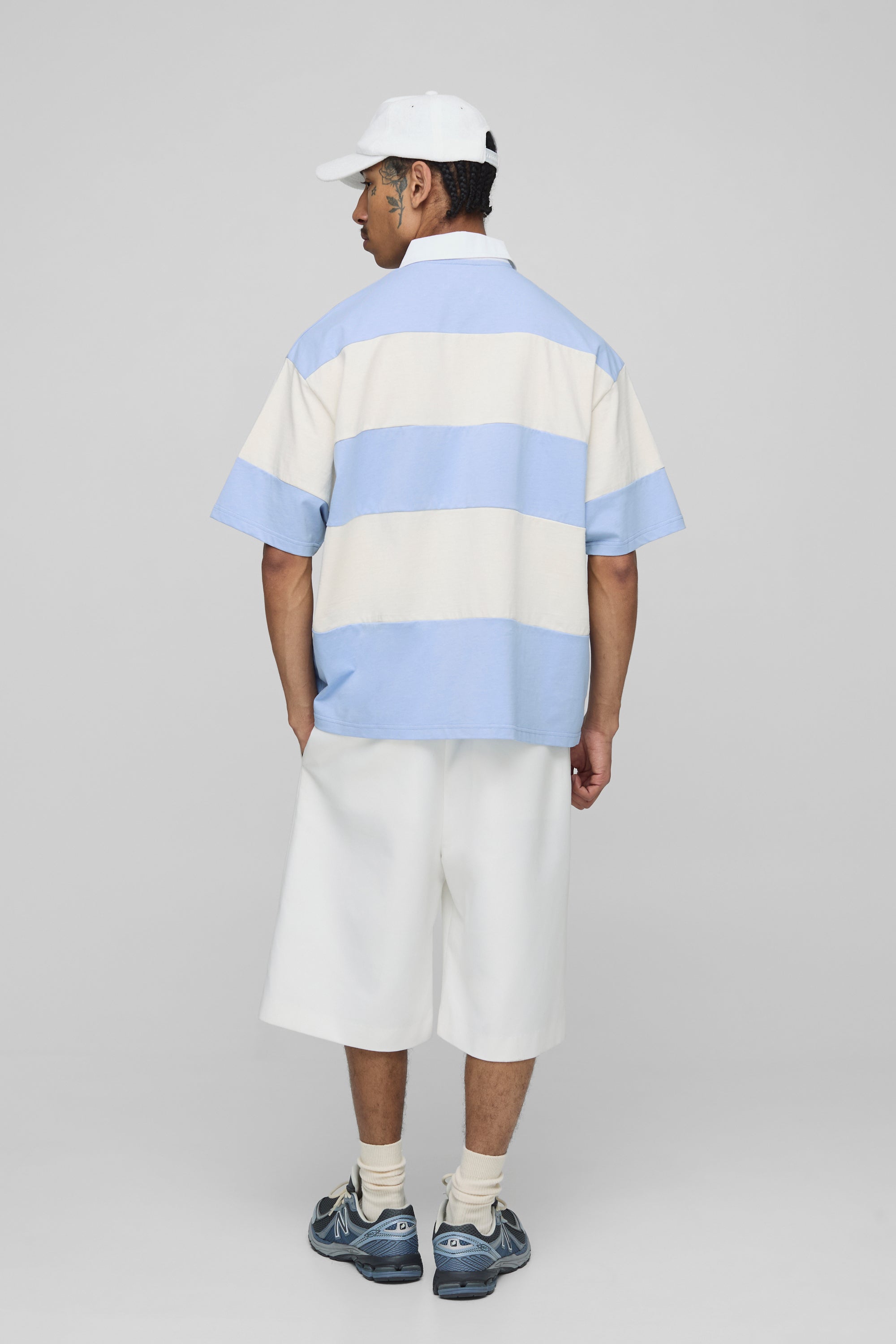 BOOHOOMAN Oversized Amalfi Striped Rugby Polo