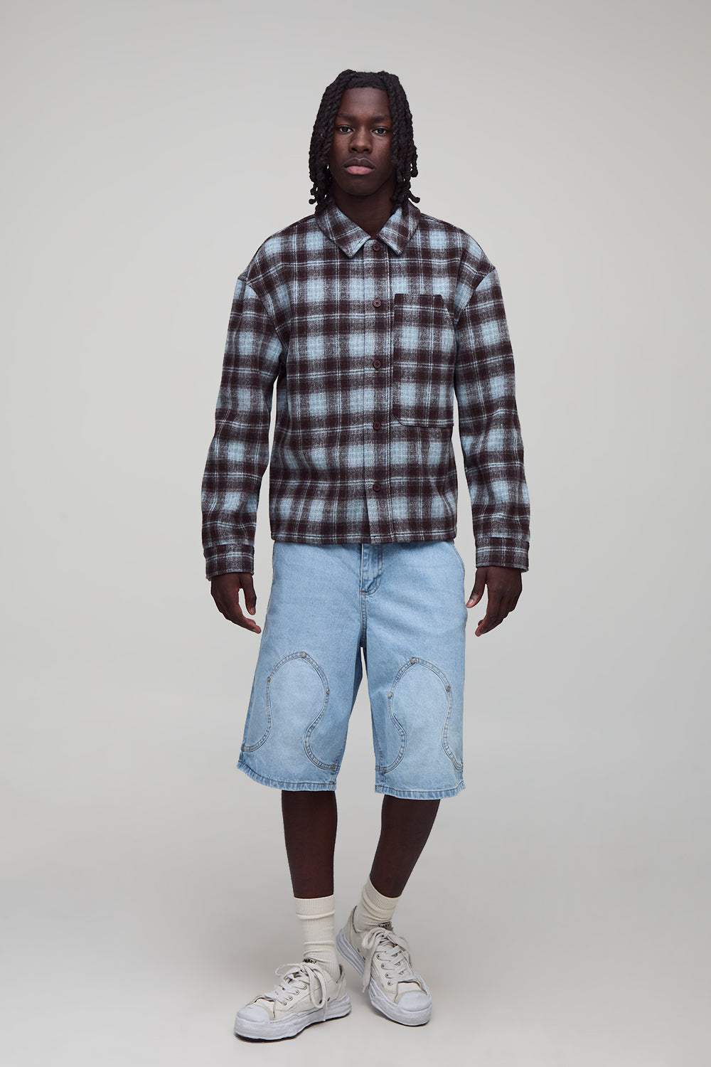 BOOHOOMAN Regular Fit Western Rivet Denim Jorts