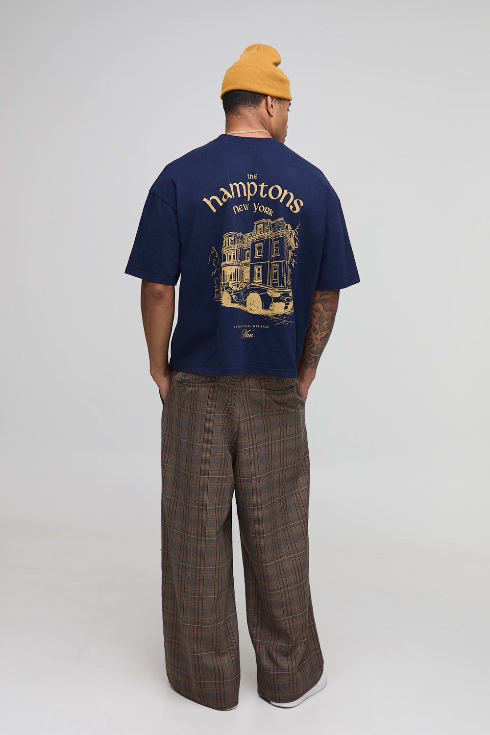 BOOHOOMAN Oversized Boxy Man Script Hamptons Print T-Shirt