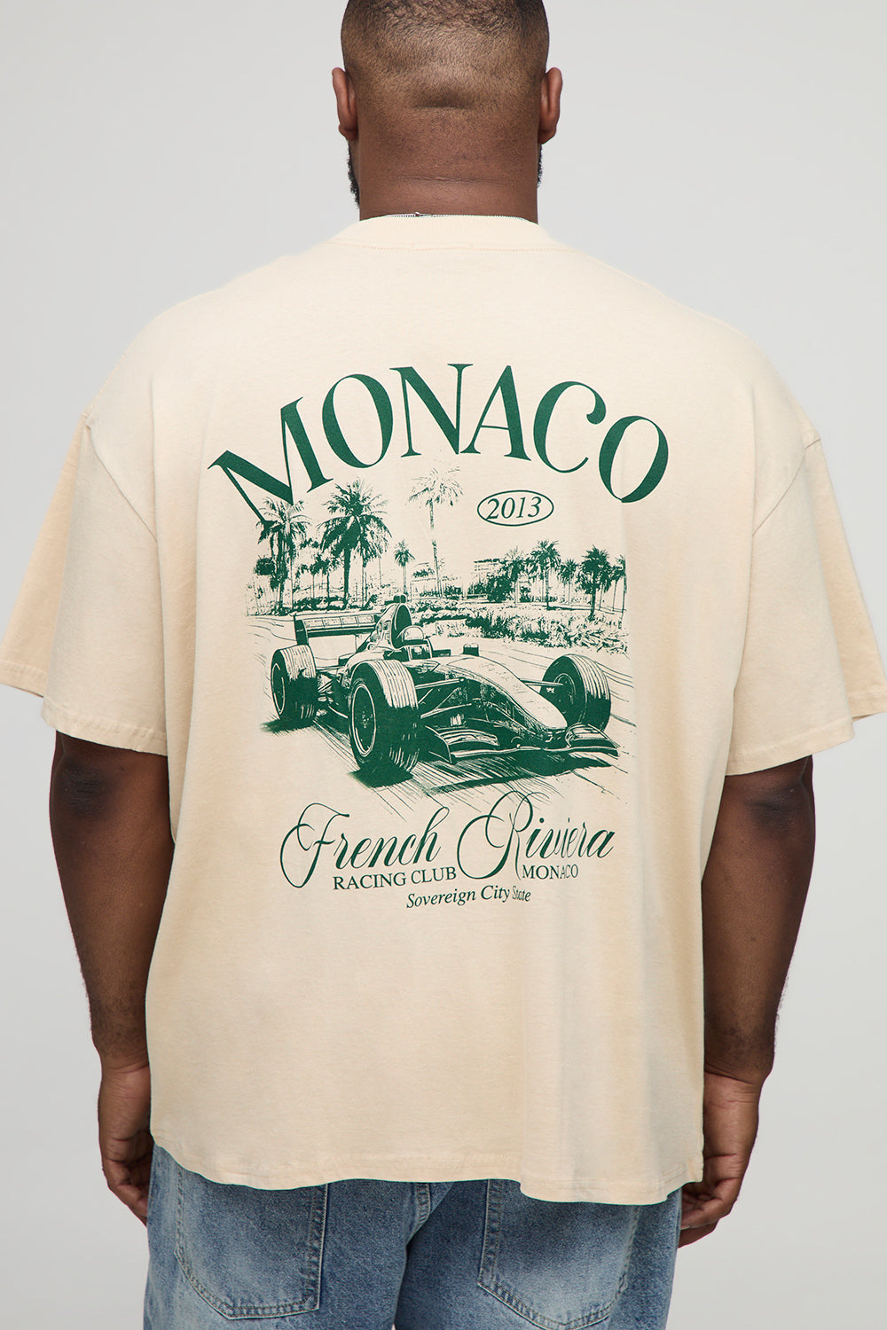BOOHOOMAN Plus Oversized Monaco Racing Print T-Shirt