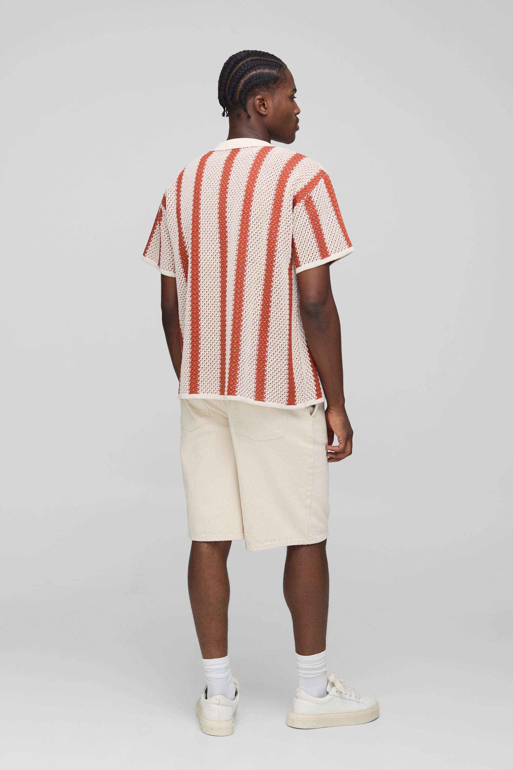 BOOHOOMAN Regular Fit Stripe Knitted Shirt