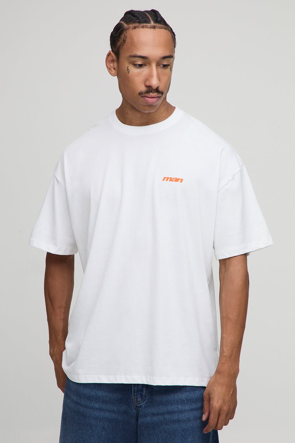 BOOHOOMAN White Oversized Saint Moritz Ski Club Printed T-Shirt