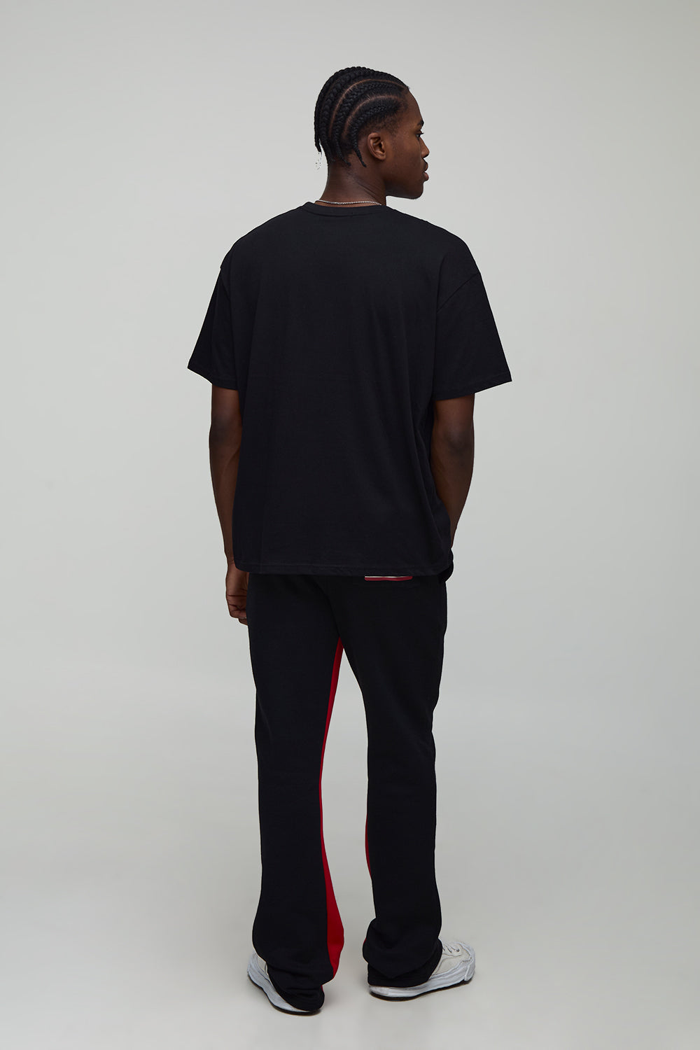 BOOHOOMAN Black Oversized Cross Embroidered Puff Print T-Shirt