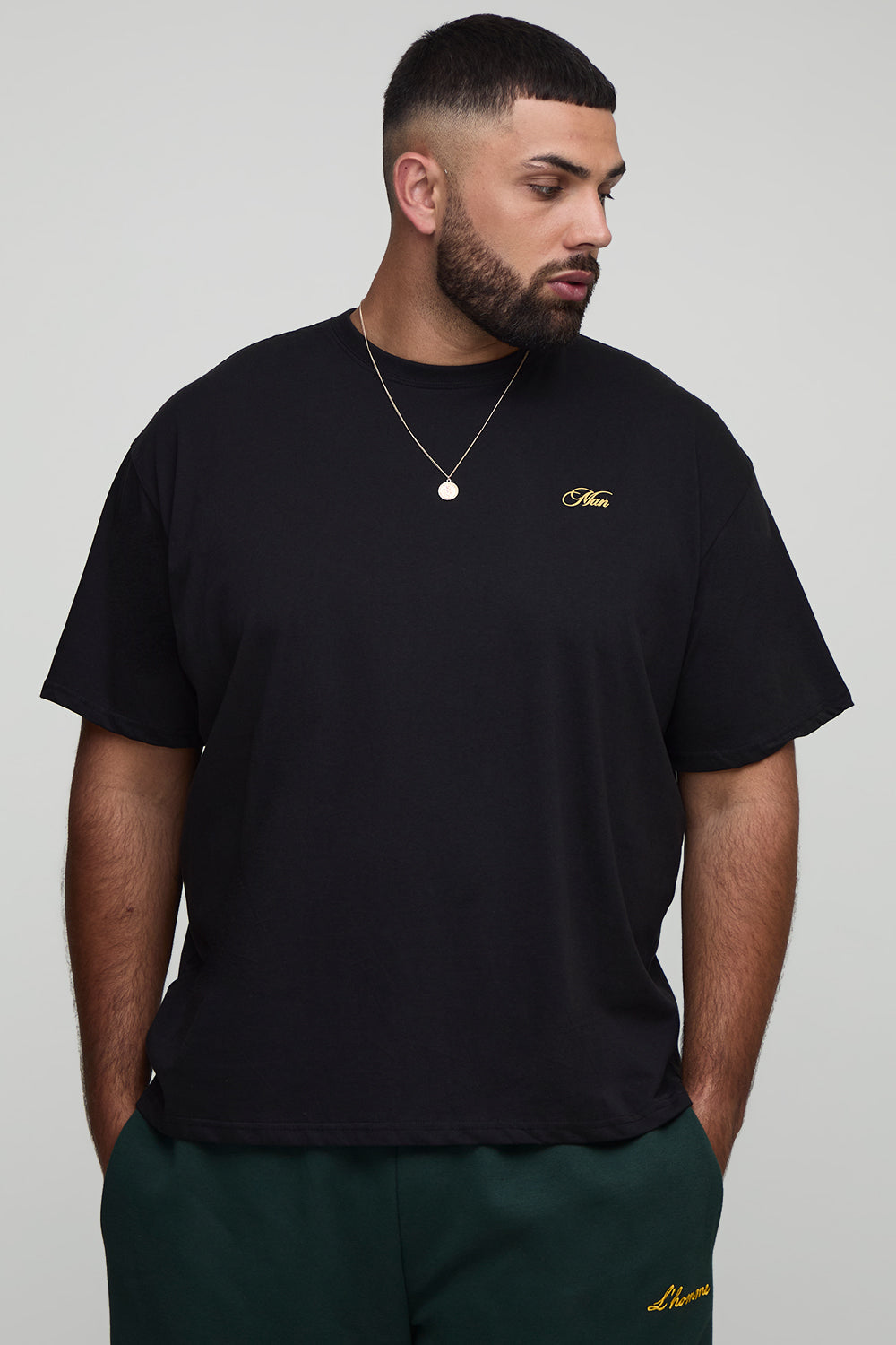 BOOHOOMAN Plus Oversized Man Script Après Ski Champagne Print T-Shirt